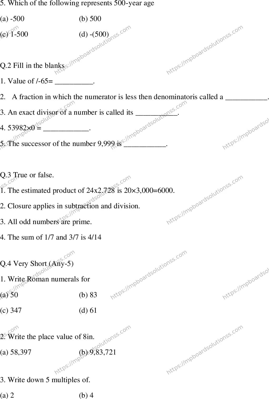 MP Board Class 6 Mathematics SA -172492 Final Paper 2023 Image 2