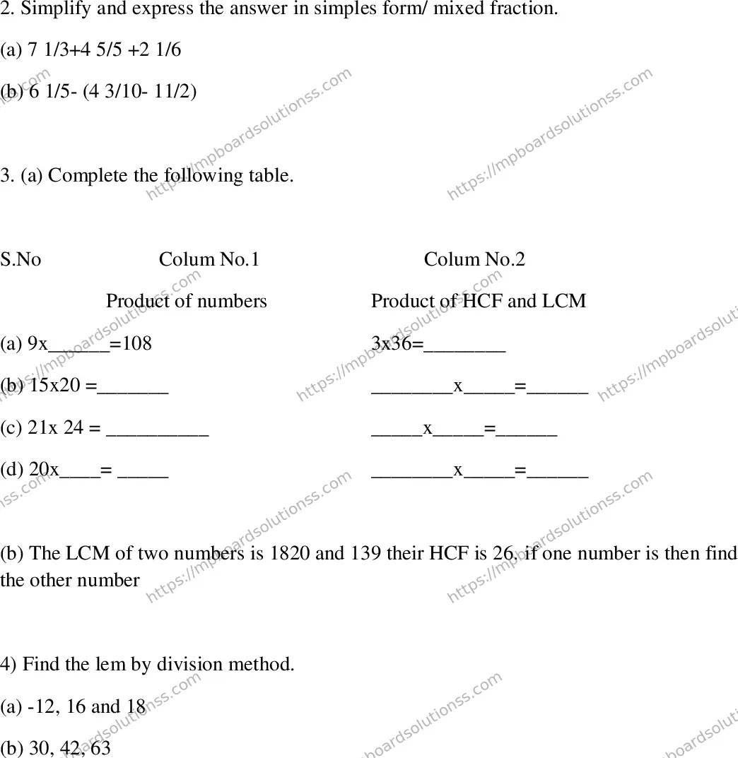 MP Board Class 6 Mathematics SA -172492 Final Paper 2023 Image 4