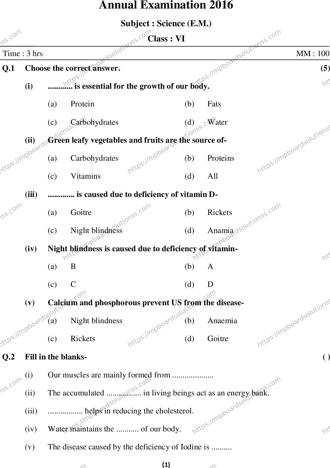 MP Board Class 6 Science EM-390569 Final Paper 2016 Image 1