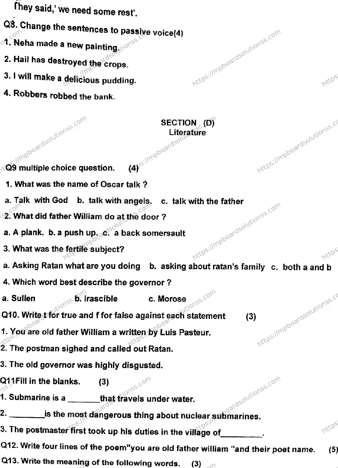 MP Board Class 7 English-811453 Final Paper 2024 Image 3