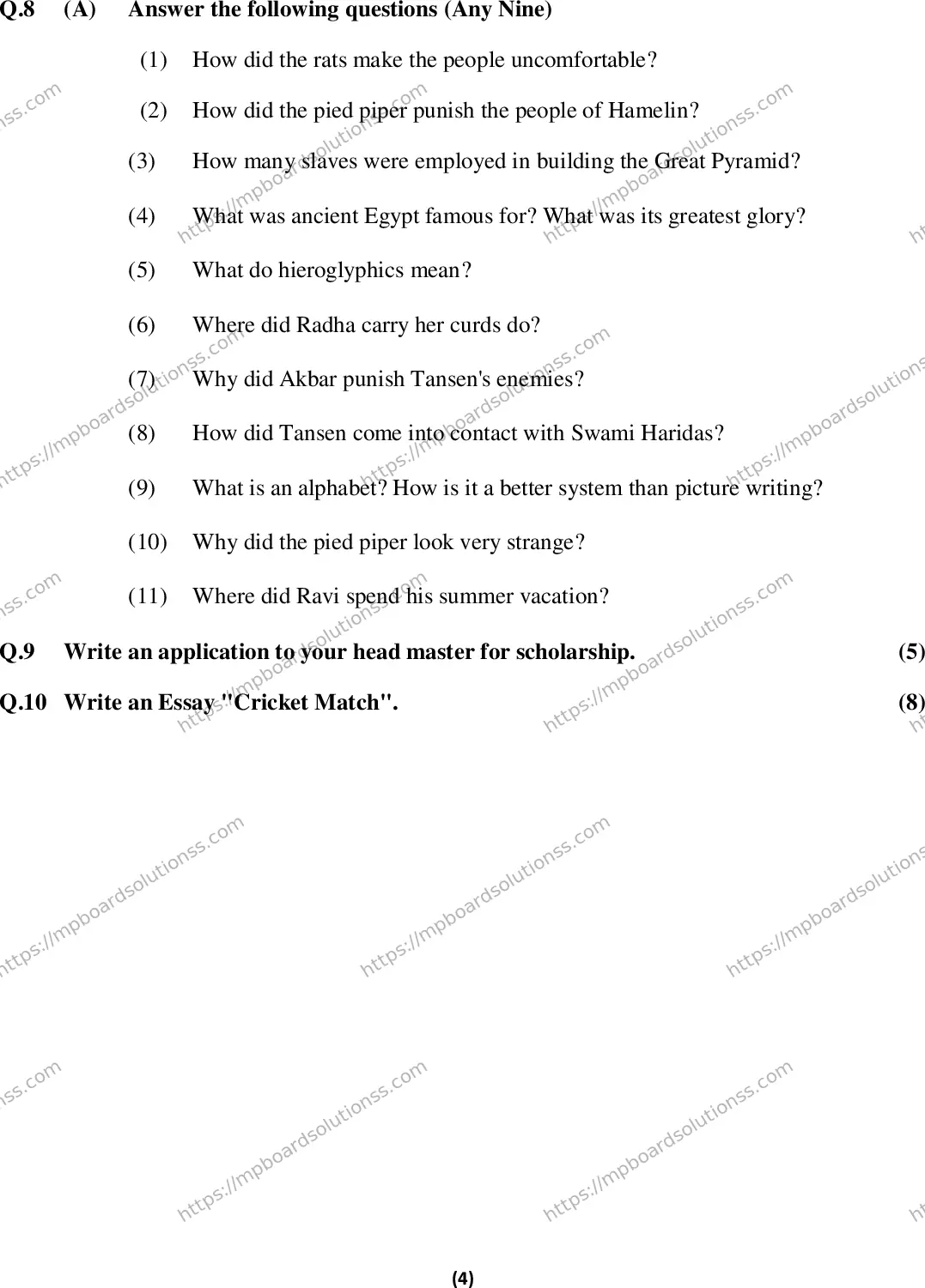 MP Board Class 7 English EM-616203 Final Paper 2015 Image 4