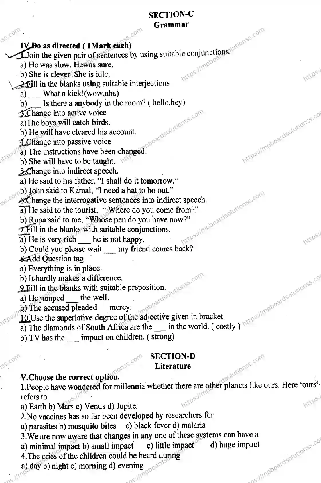 MP Board Class 7 English T-434157 Final Paper 2023 Image 2