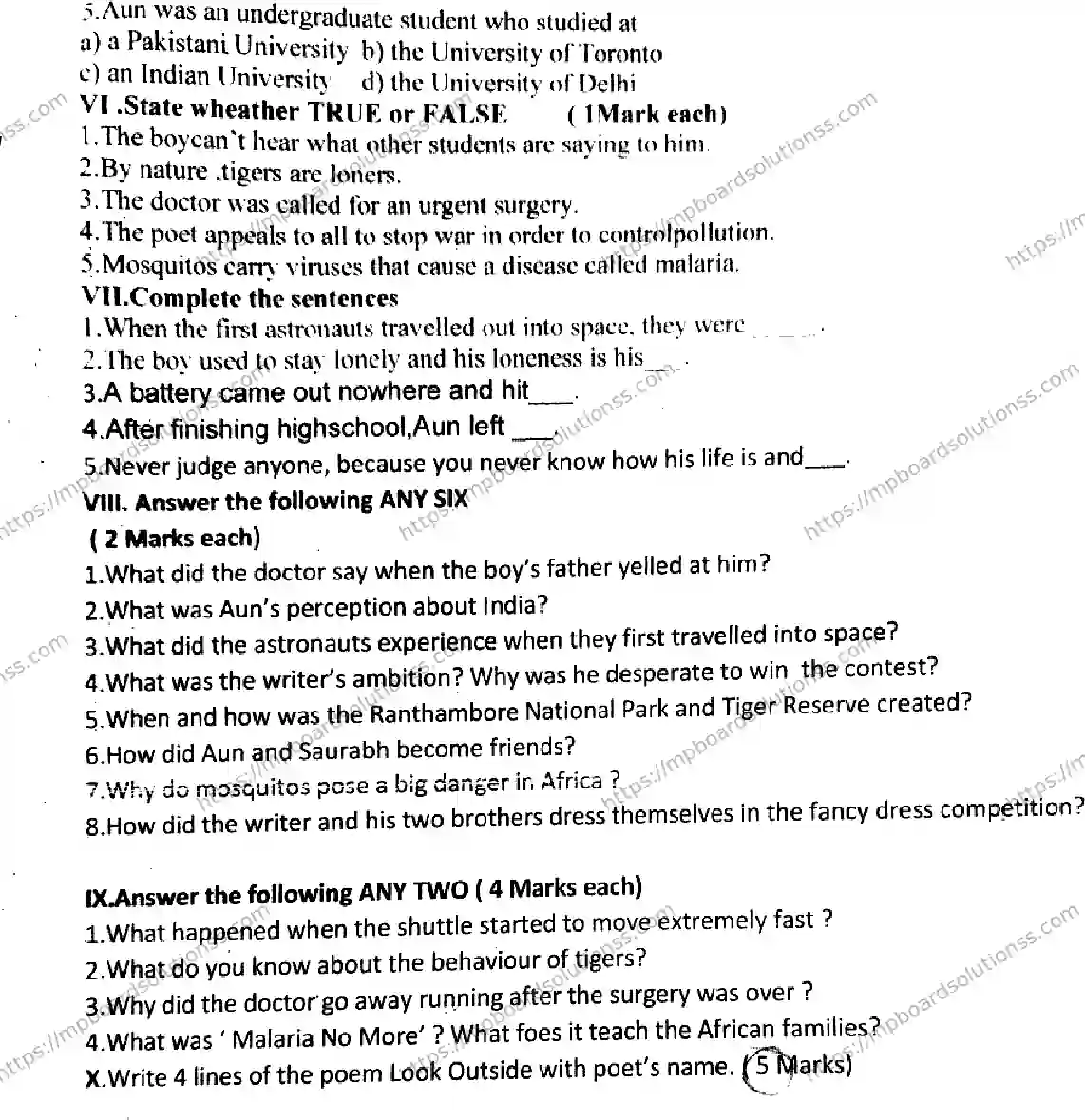 MP Board Class 7 English T-434157 Final Paper 2023 Image 3