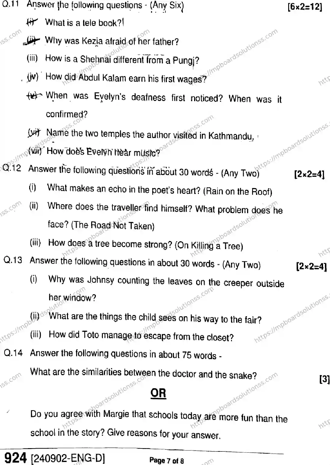 MP Board Class 9 English-139222 Final Paper 2024 Image 7