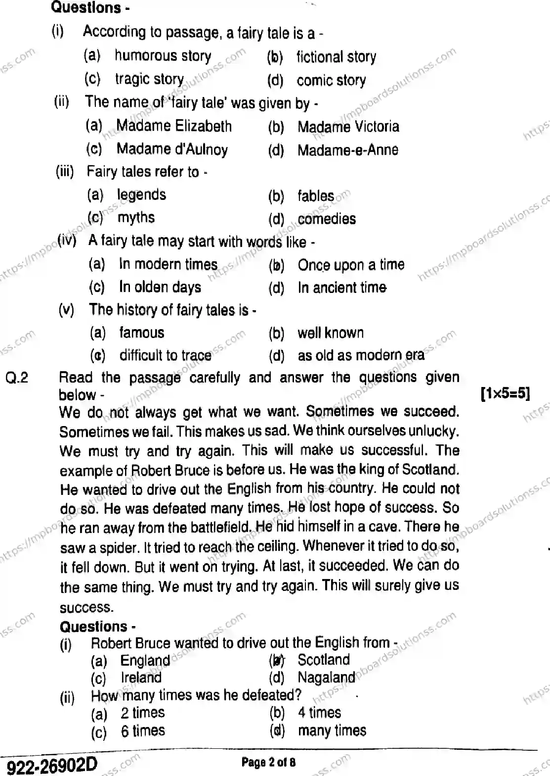 MP Board Class 9 English-289067 Final Paper 2026 Image 2