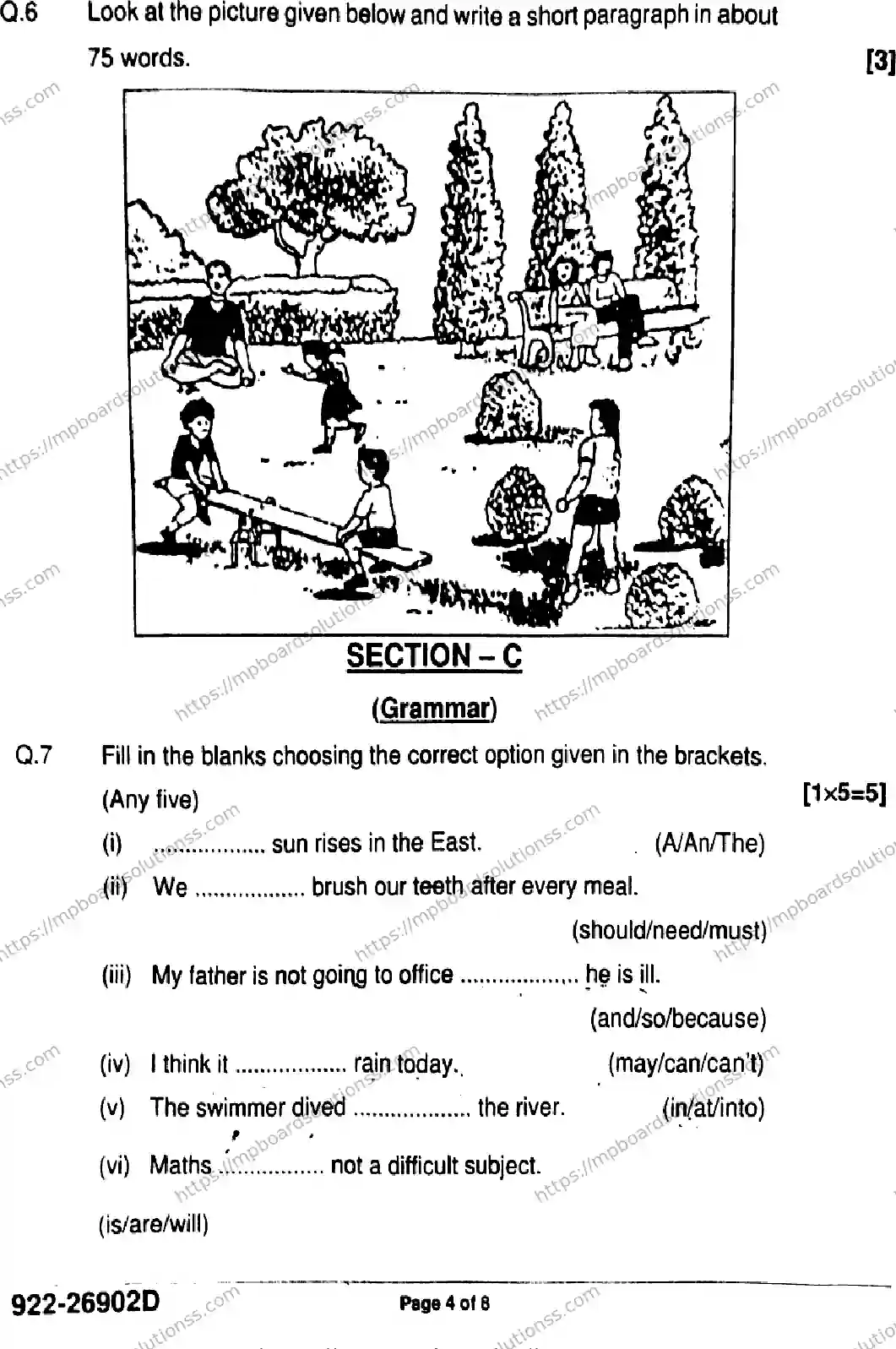 MP Board Class 9 English-289067 Final Paper 2026 Image 4