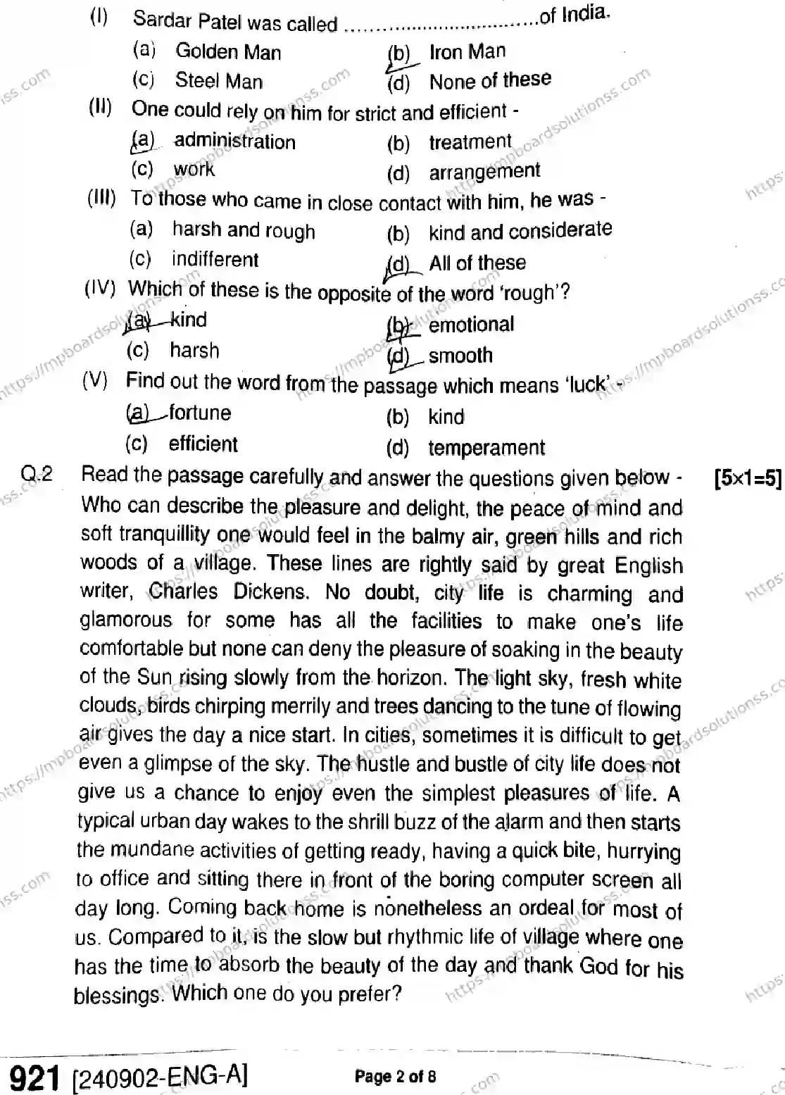 MP Board Class 9 English-301283 Final Paper 2024 Image 2