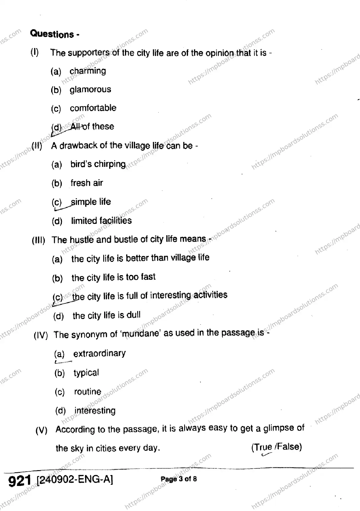 MP Board Class 9 English-301283 Final Paper 2024 Image 3