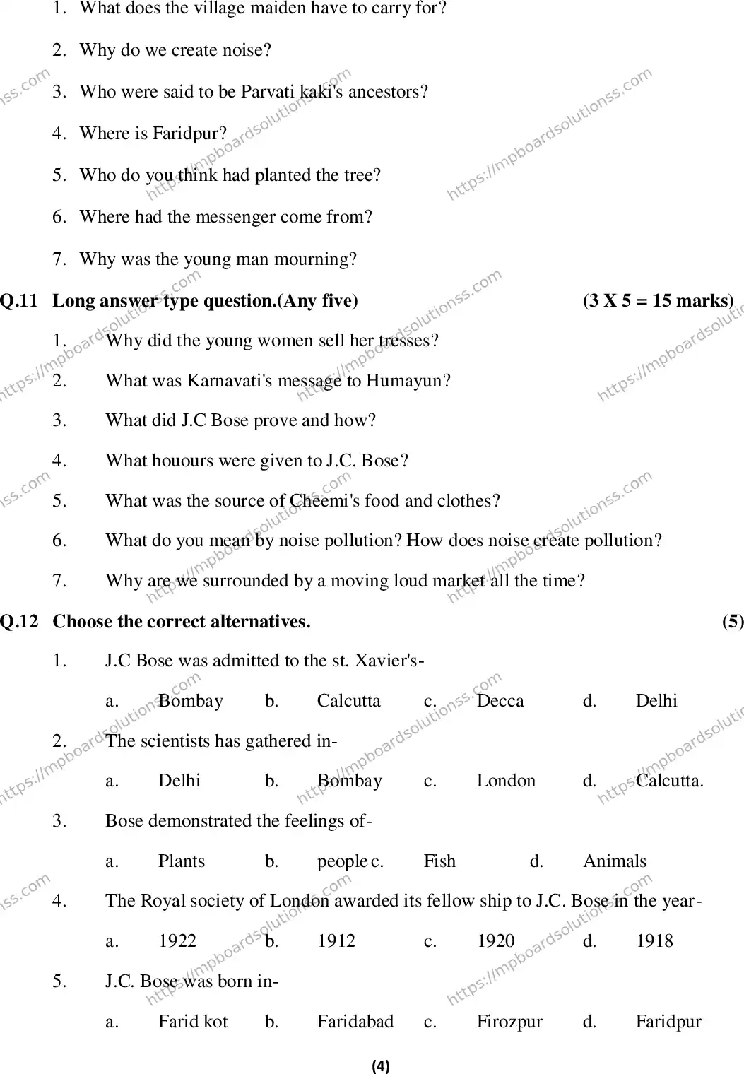 MP Board Class 9 English-304895 Final Paper 2015 Image 4
