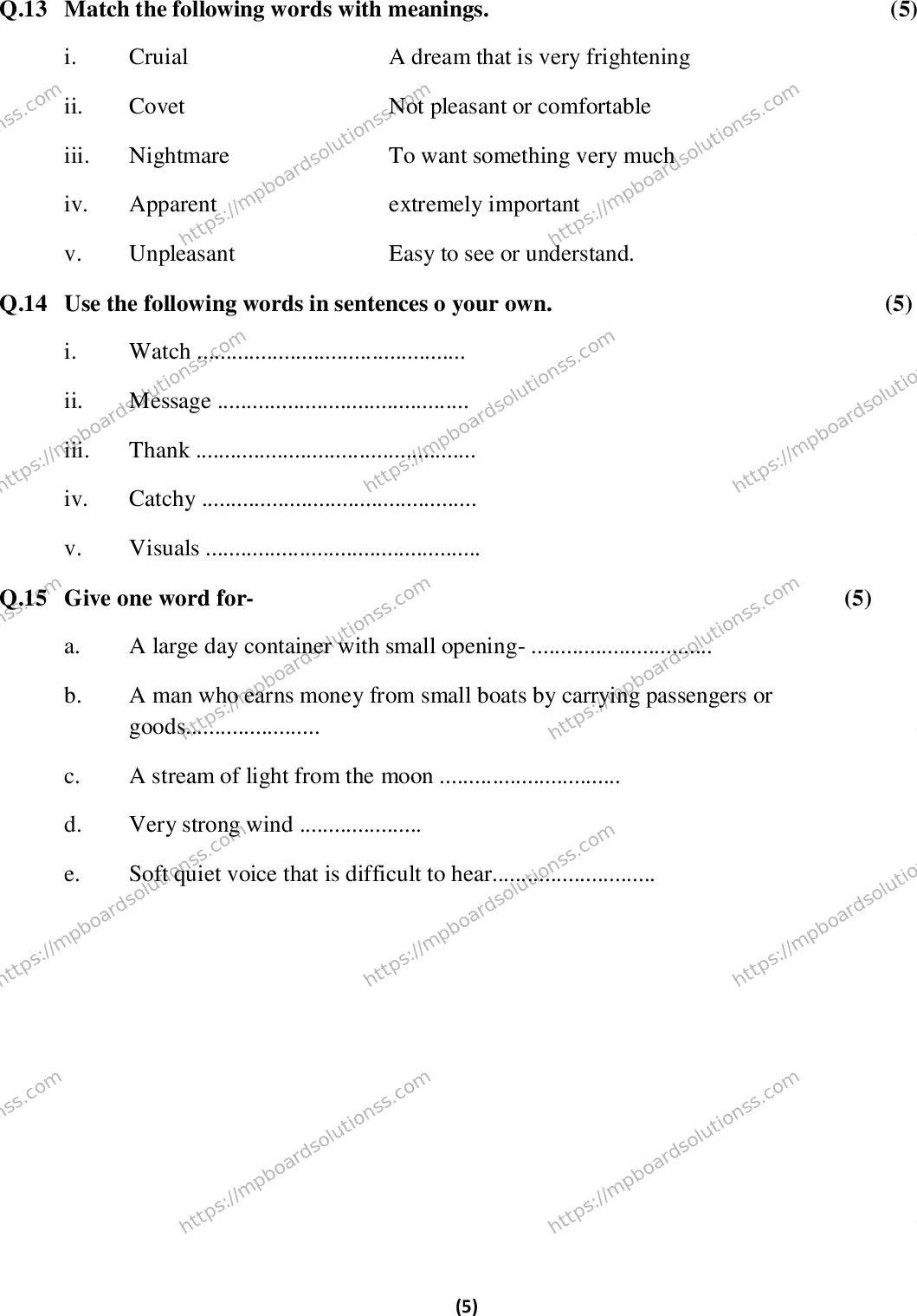 MP Board Class 9 English-304895 Final Paper 2015 Image 5