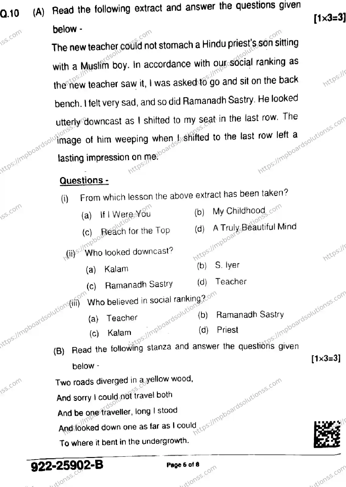 MP Board Class 9 English-333329 Final Paper 2025 Image 6