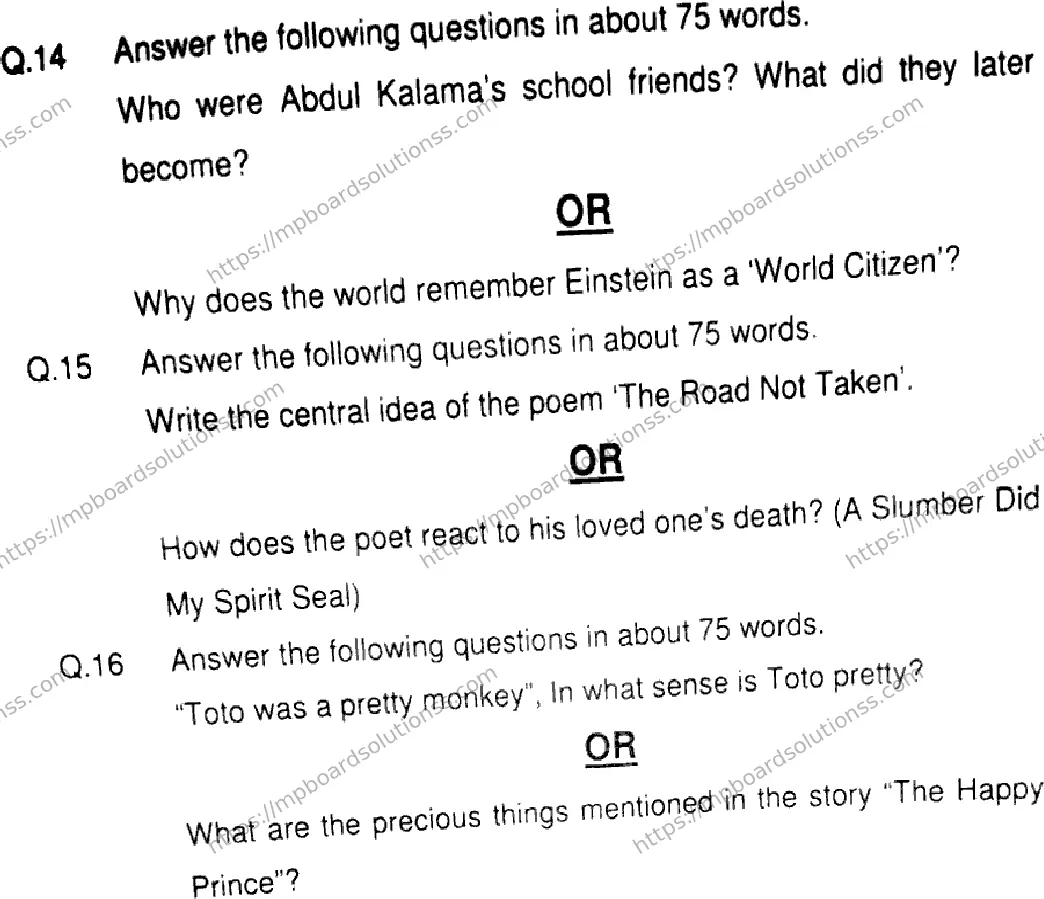 MP Board Class 9 English-333329 Final Paper 2025 Image 8