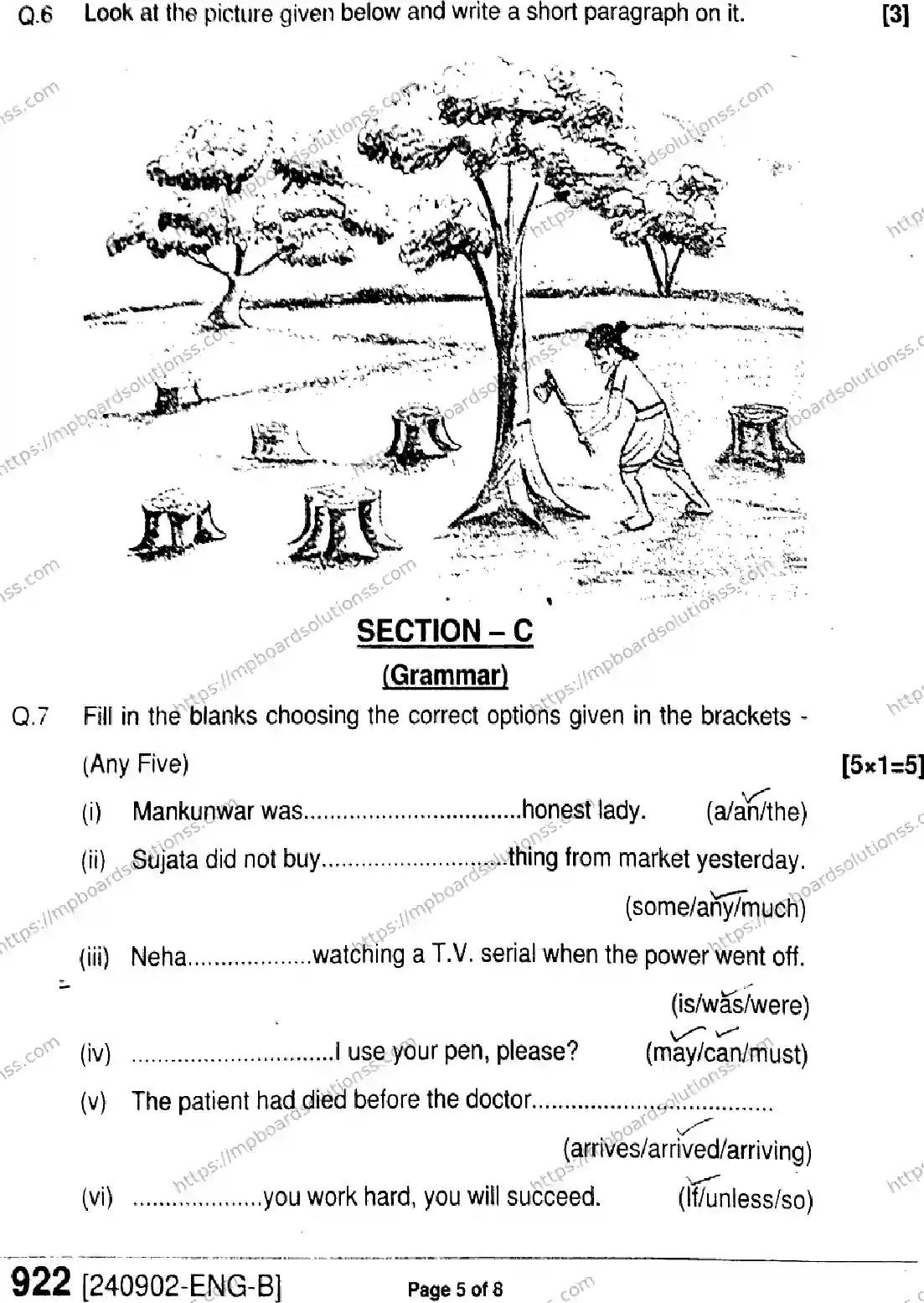 MP Board Class 9 English-406271 Final Paper 2024 Image 5