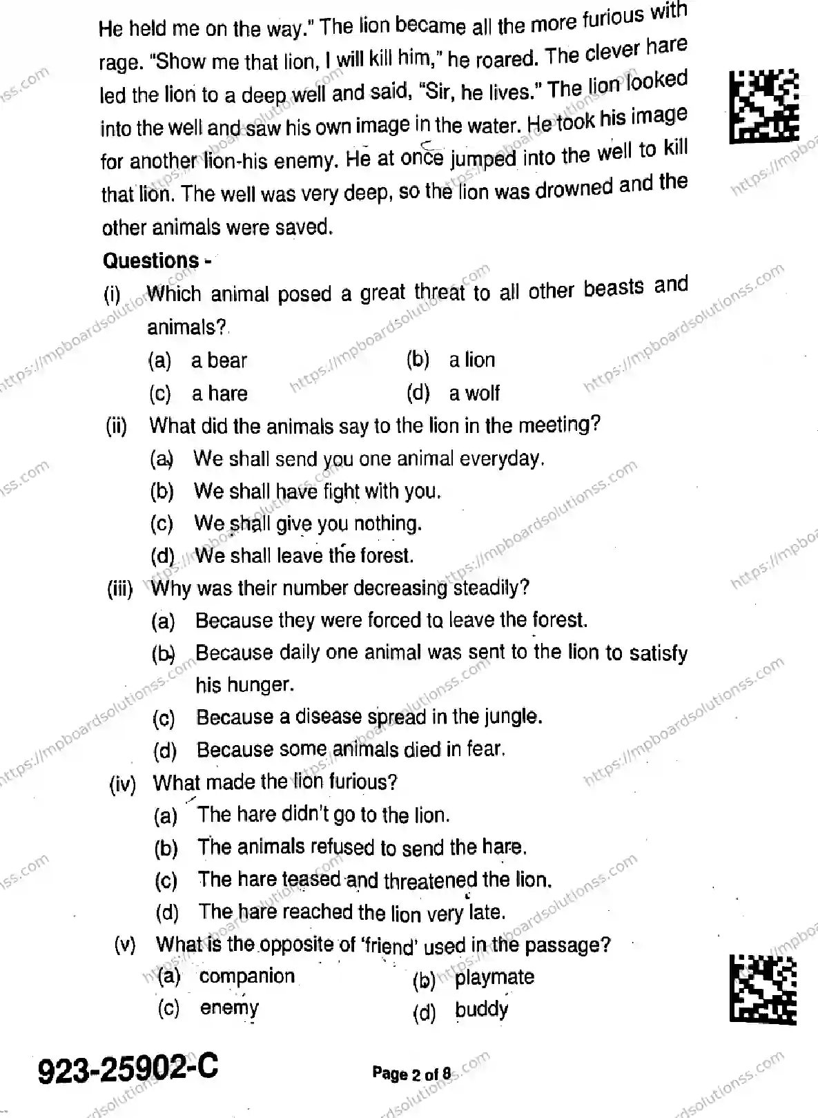 MP Board Class 9 English-449661 Final Paper 2025 Image 2