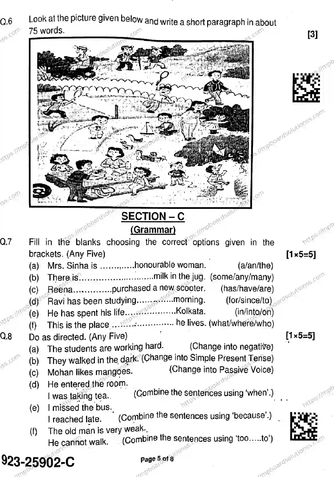 MP Board Class 9 English-449661 Final Paper 2025 Image 5