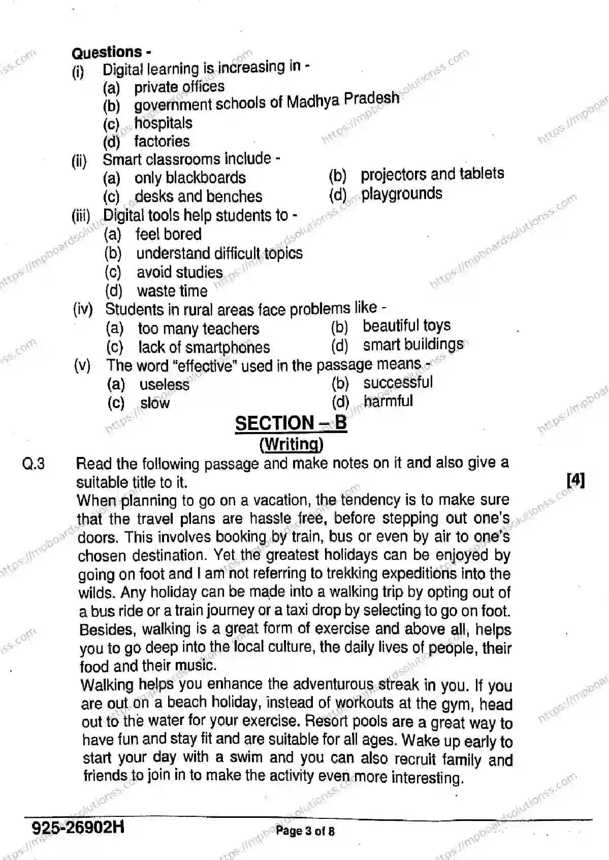 MP Board Class 9 English-595614 Final Paper 2026 Image 3