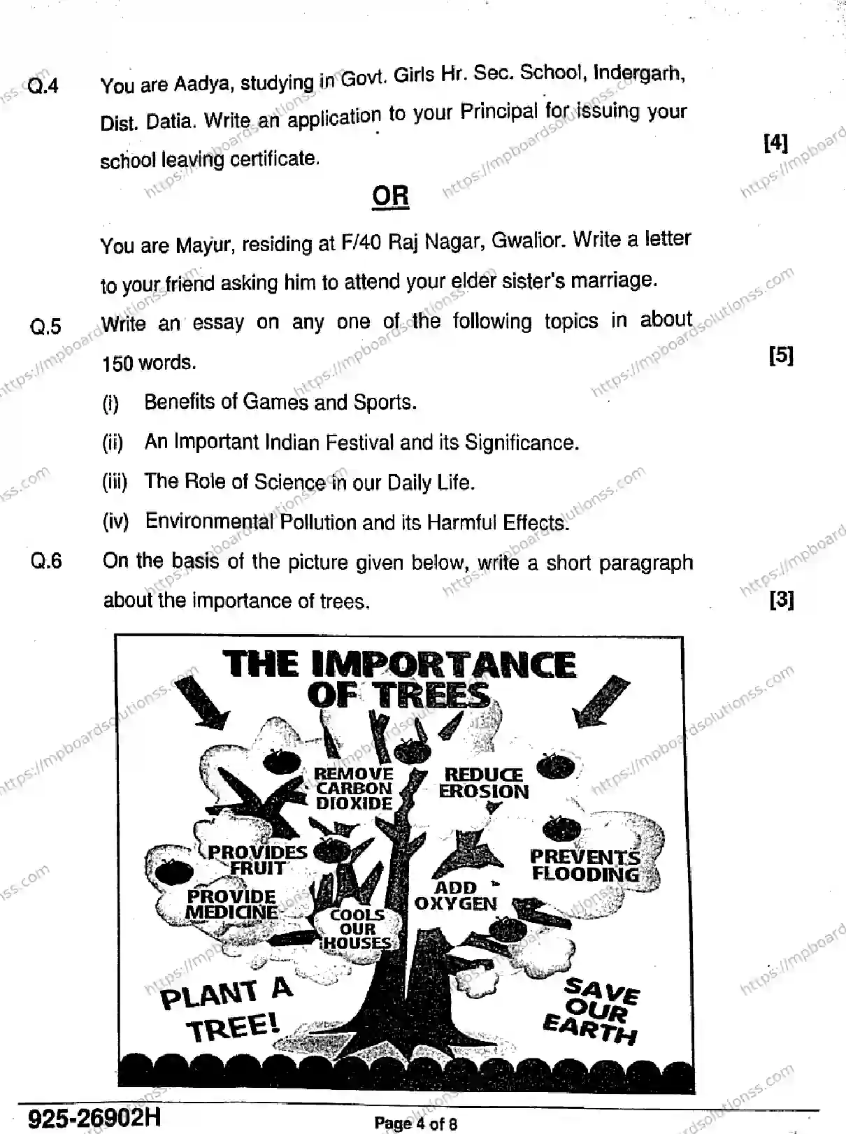 MP Board Class 9 English-595614 Final Paper 2026 Image 4