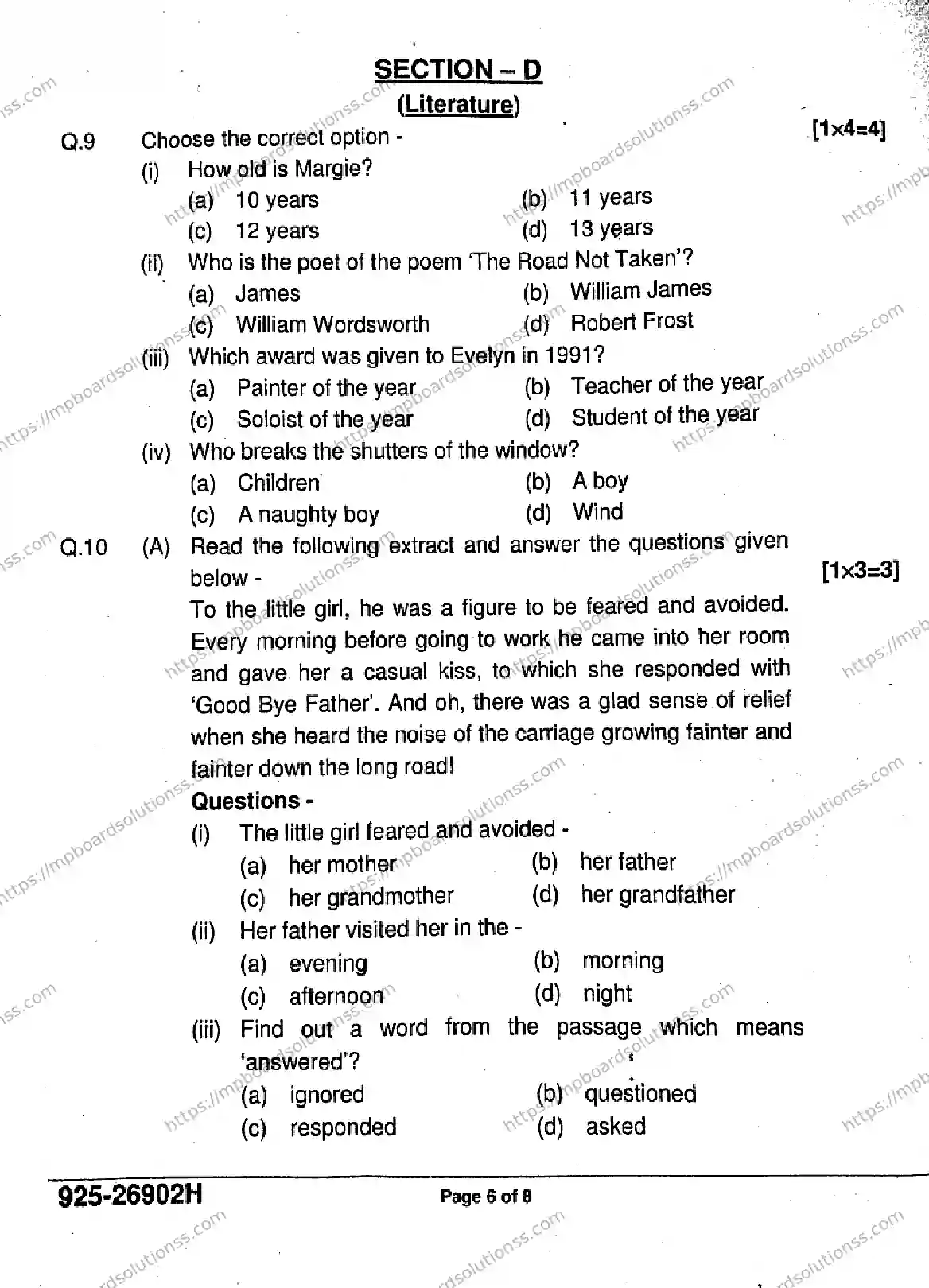 MP Board Class 9 English-595614 Final Paper 2026 Image 6