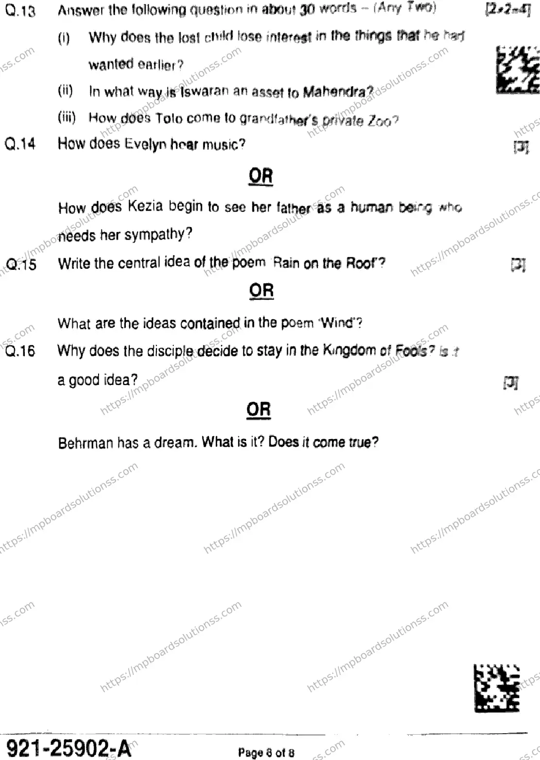 MP Board Class 9 English-699174 Final Paper 2025 Image 8