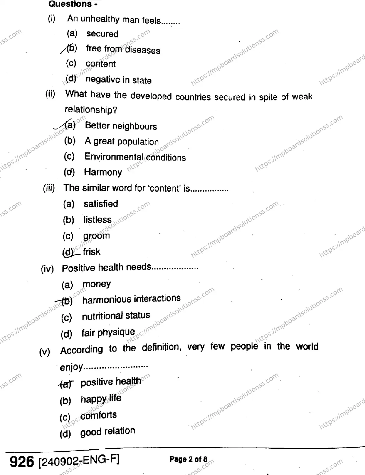 MP Board Class 9 English-739259 Final Paper 2024 Image 2