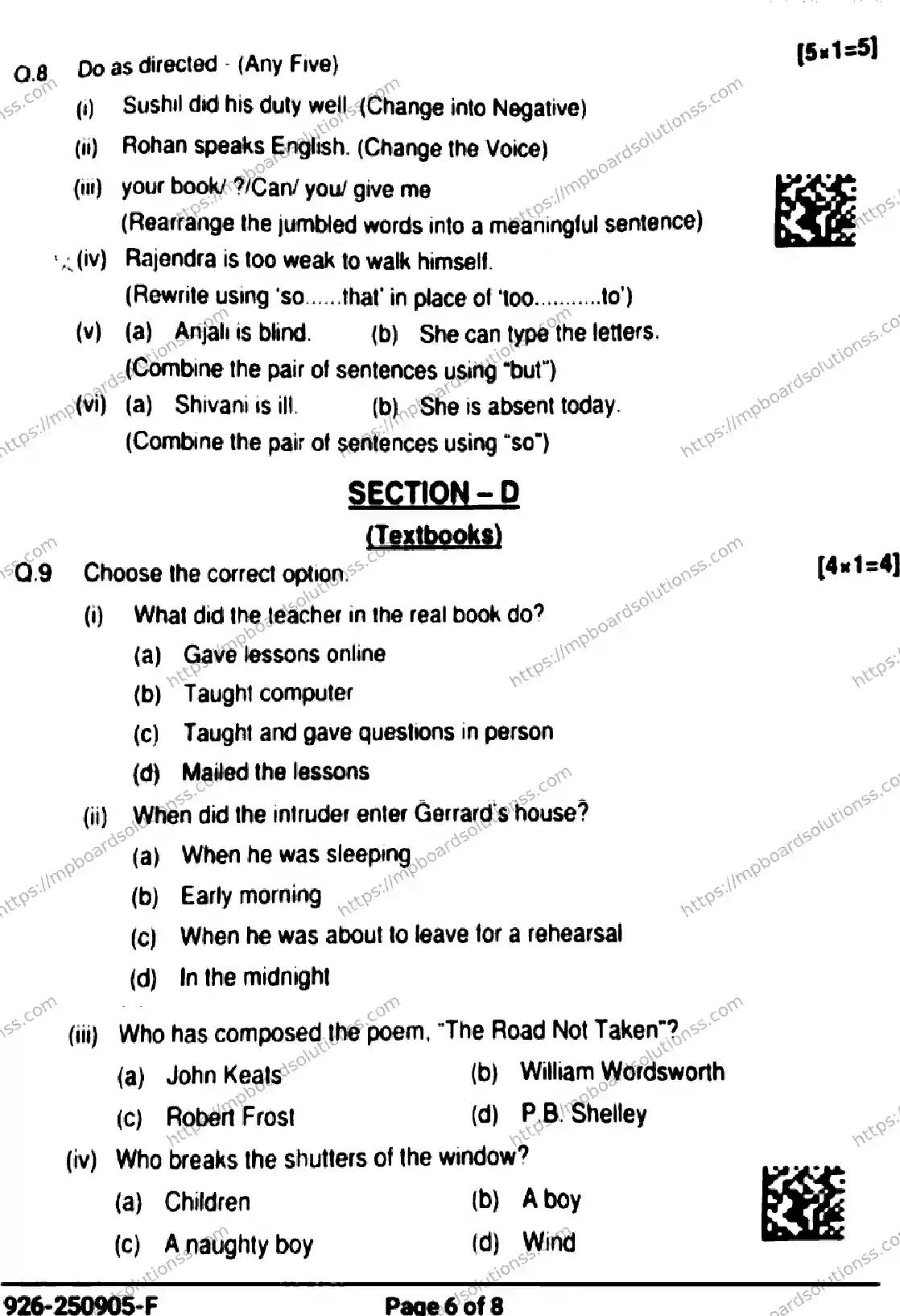 MP Board Class 9 English-799658 Final Paper 2025 Image 6