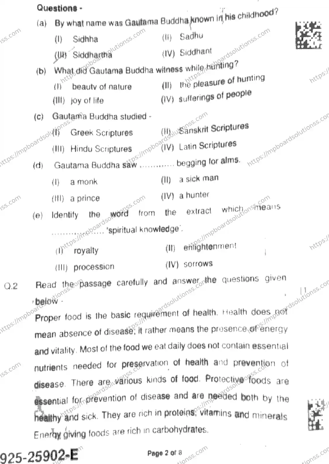 MP Board Class 9 English-882804 Final Paper 2025 Image 2