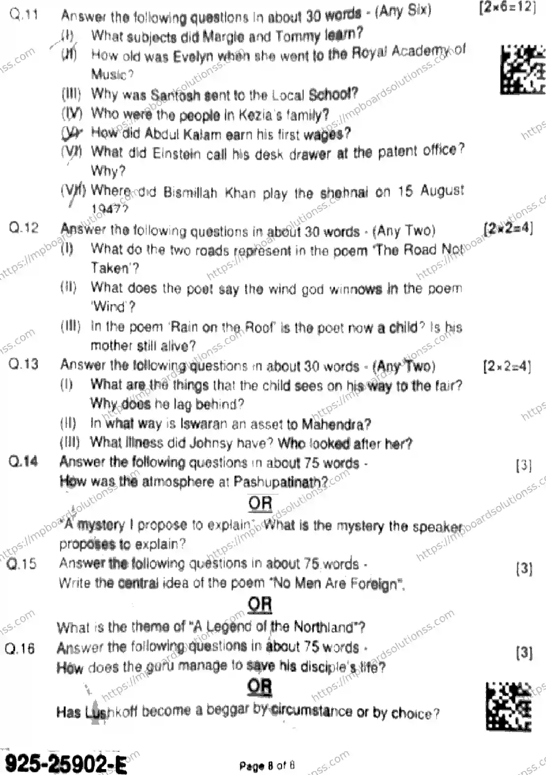 MP Board Class 9 English-882804 Final Paper 2025 Image 8