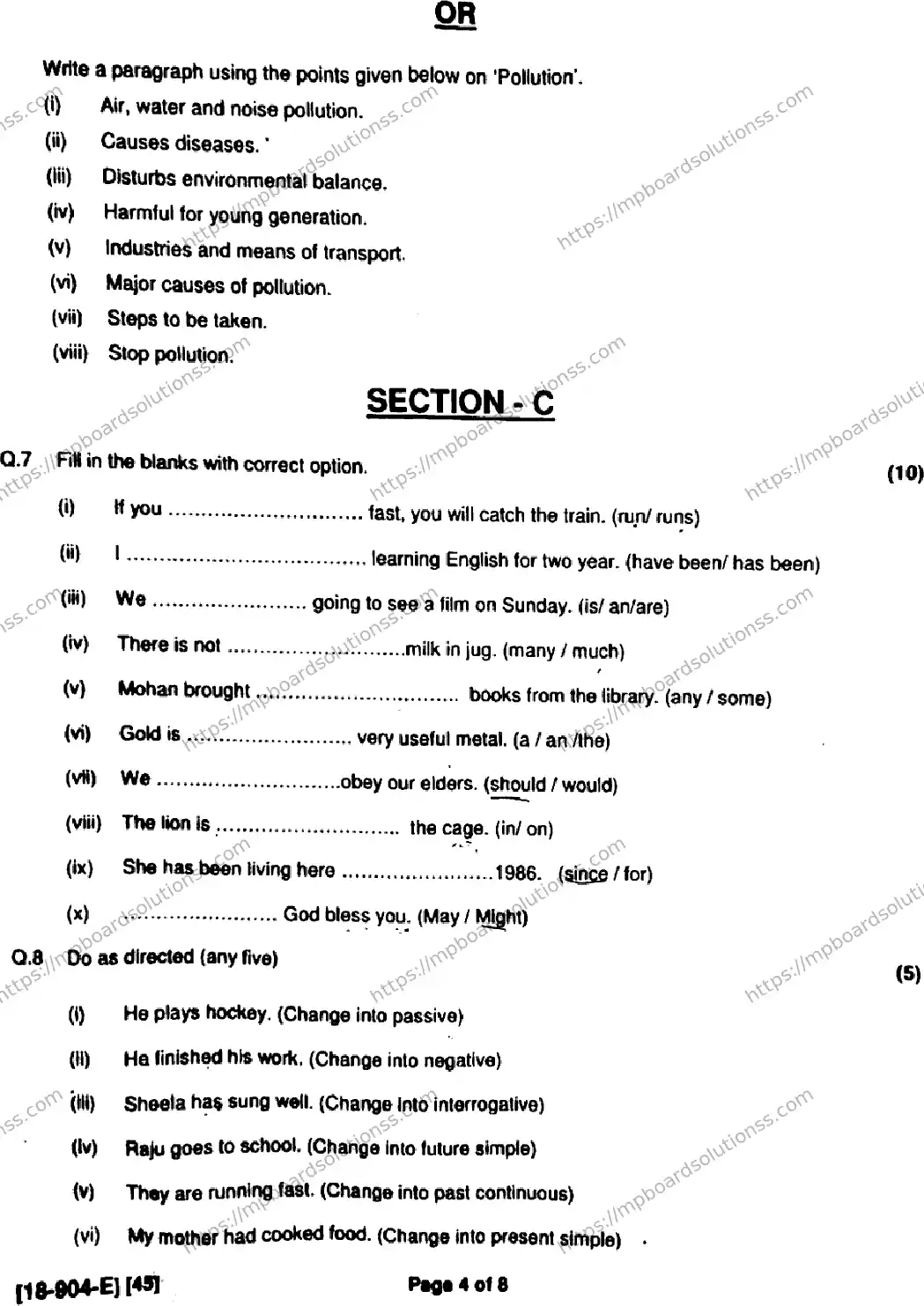 MP Board Class 9 English General-172397 Final Paper 2018 Image 4