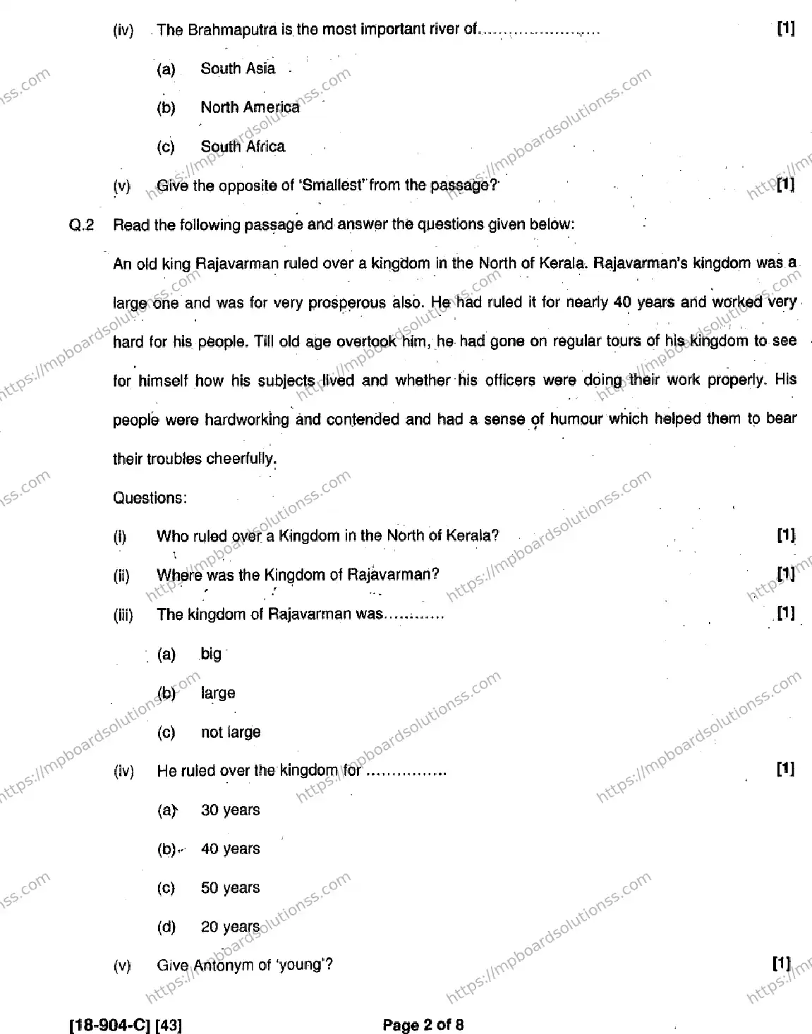 MP Board Class 9 English General-896081 Final Paper 2018 Image 2