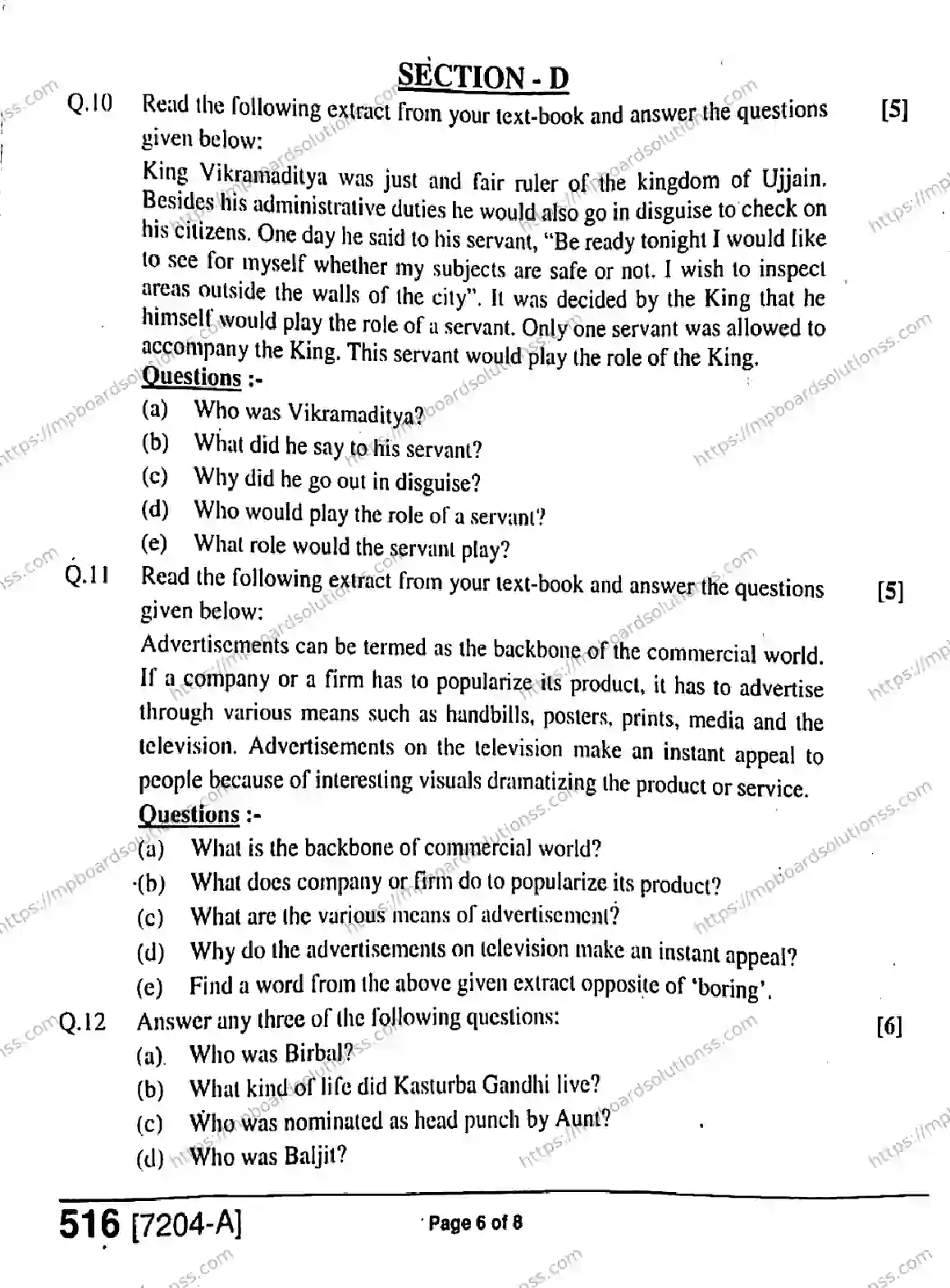 MP Board Class 9 General English-587999 Final Paper 2020 Image 6