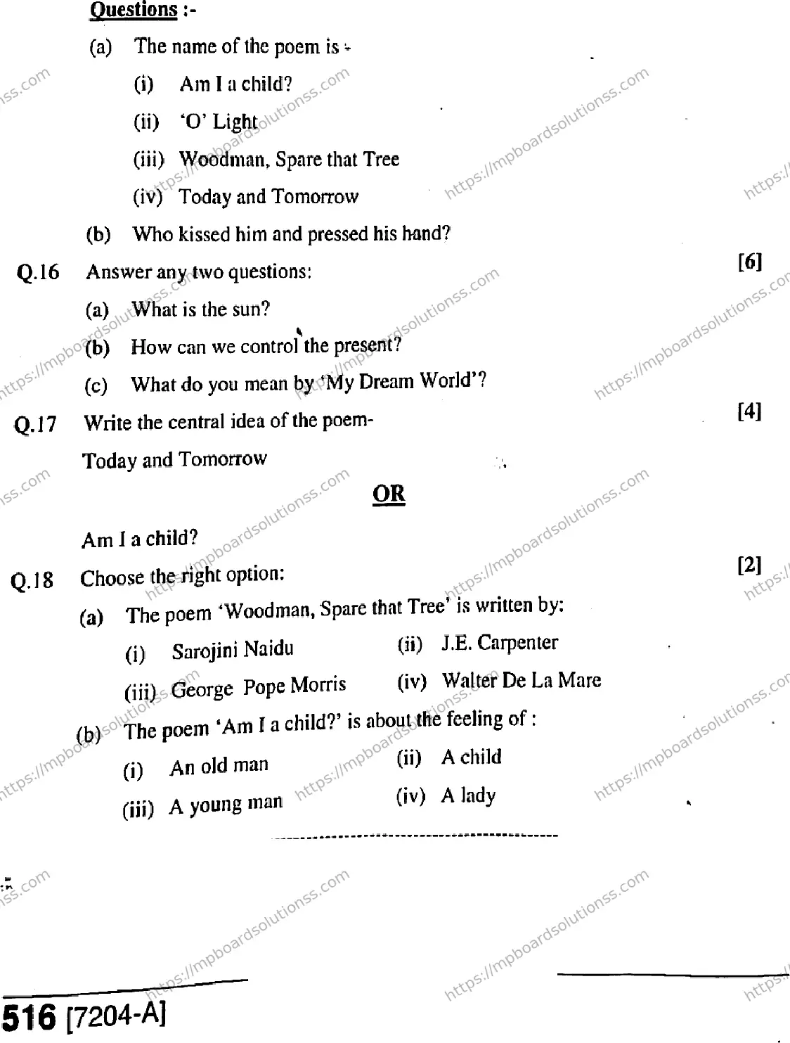 MP Board Class 9 General English-587999 Final Paper 2020 Image 8