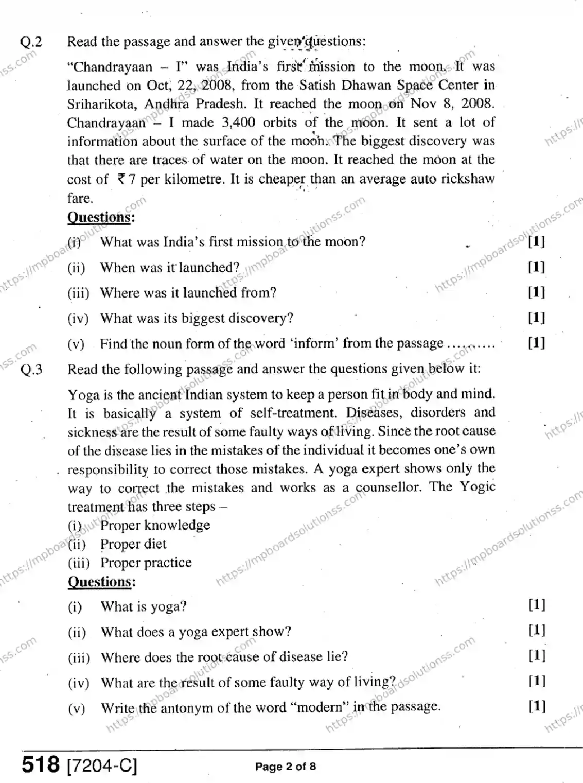MP Board Class 9 General English-859463 Final Paper 2020 Image 2