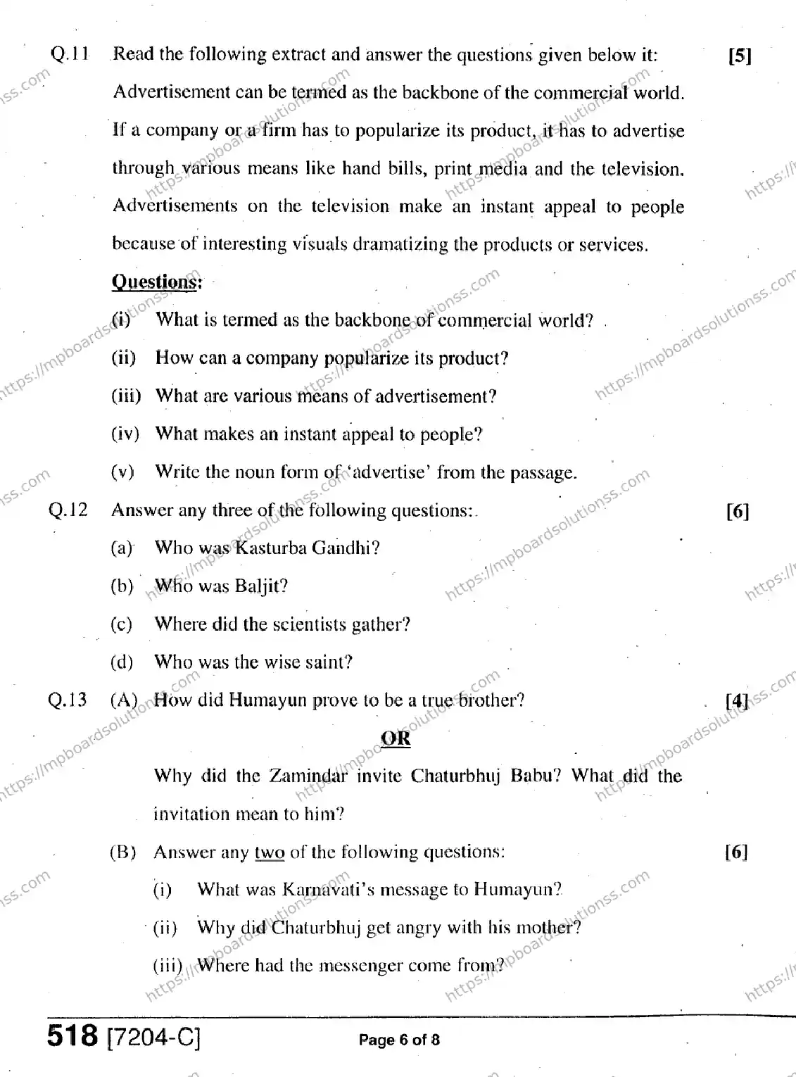 MP Board Class 9 General English-859463 Final Paper 2020 Image 6
