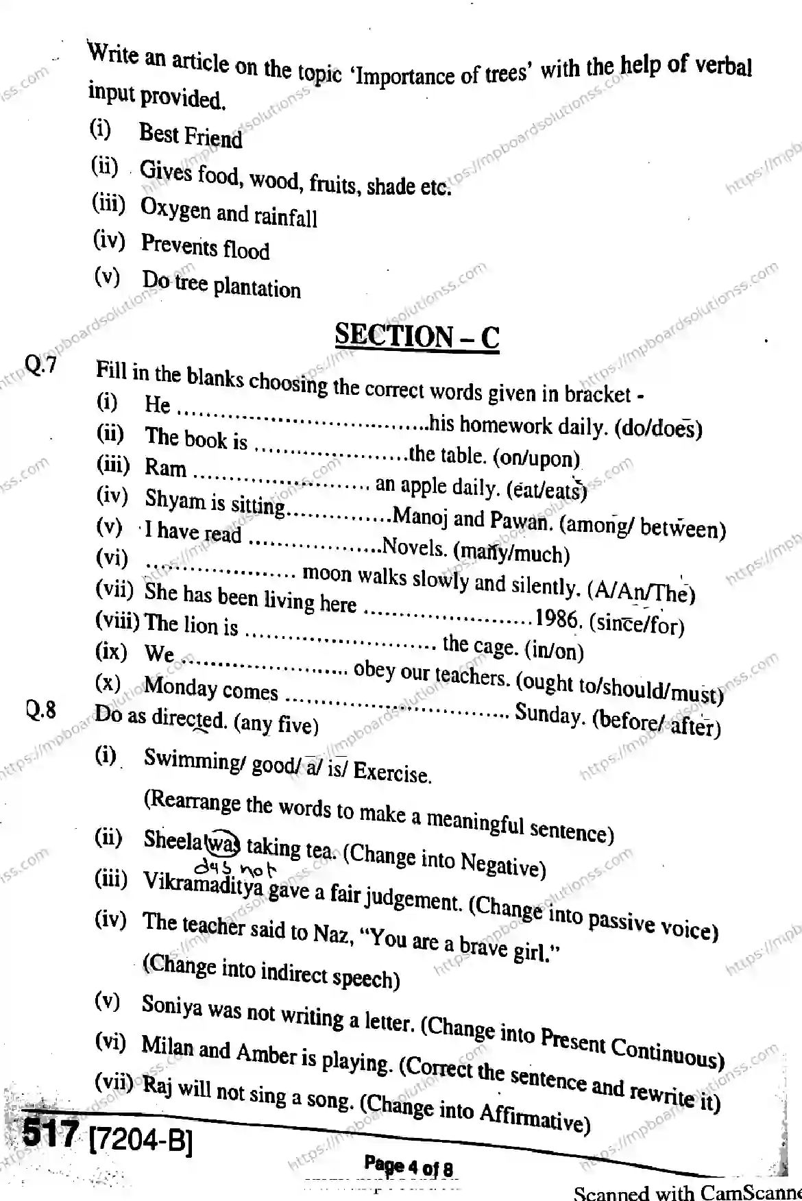 MP Board Class 9 General English-861408 Final Paper 2020 Image 4