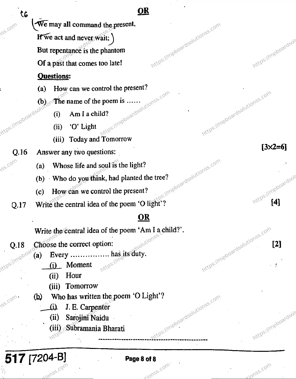 MP Board Class 9 General English-861408 Final Paper 2020 Image 8