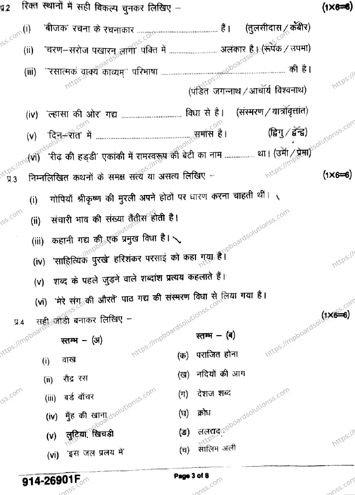 MP Board Class 9 Hindi-224462 Final Paper 2026 Image 3