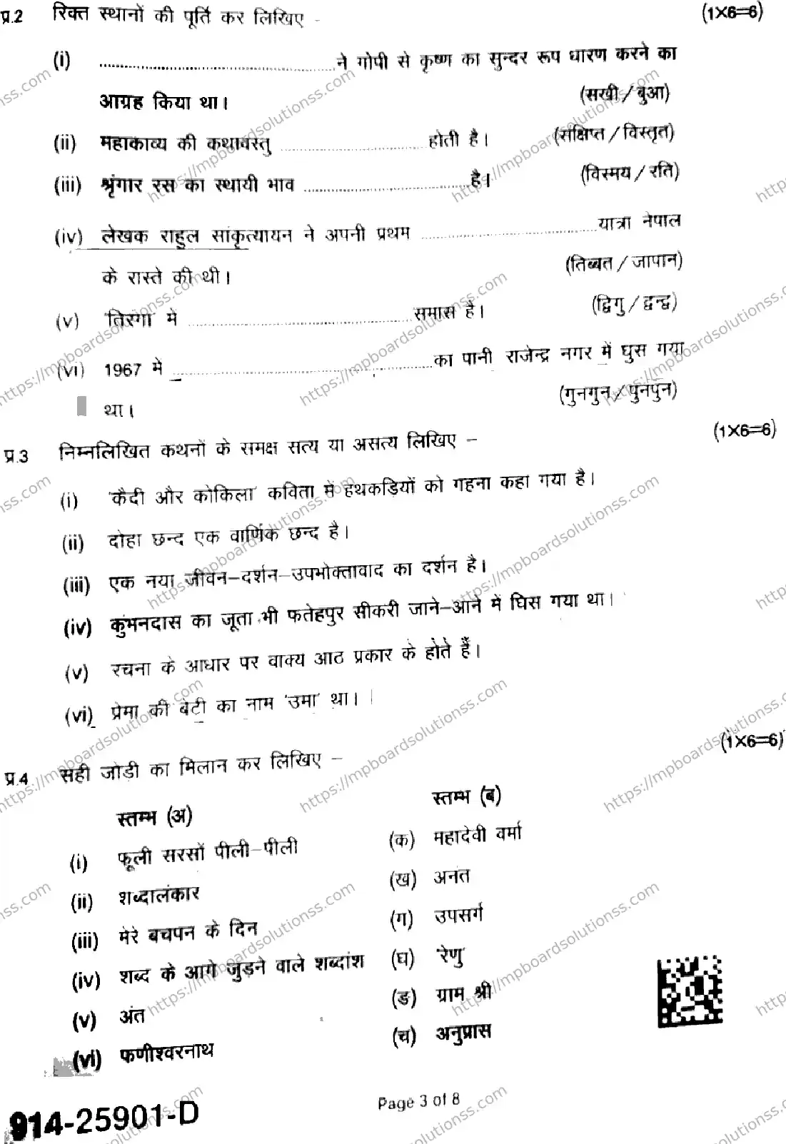 MP Board Class 9 Hindi-289403 Final Paper 2025 Image 3