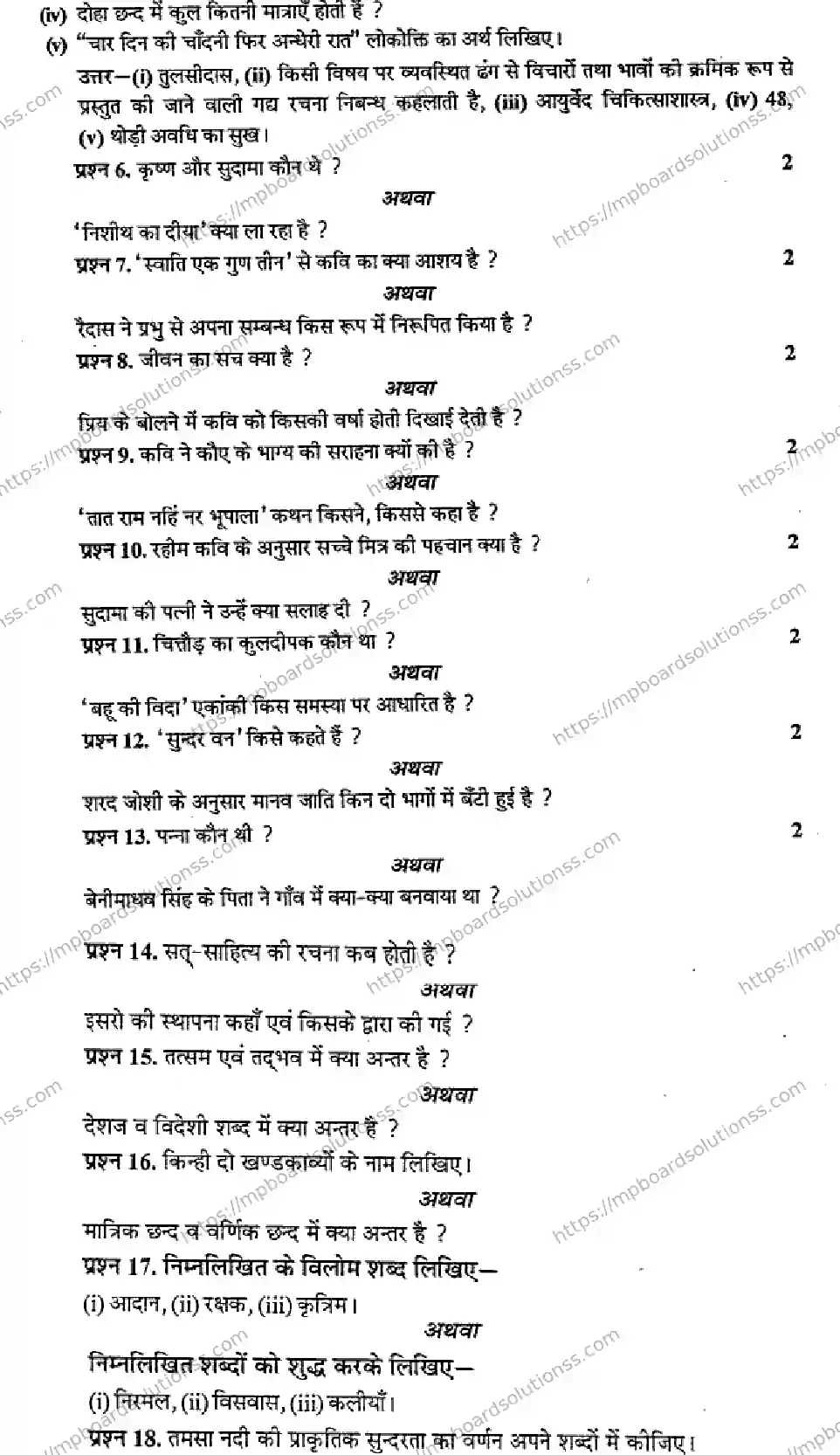 MP Board Class 9 Hindi-459249 Final Paper 2014 Image 2
