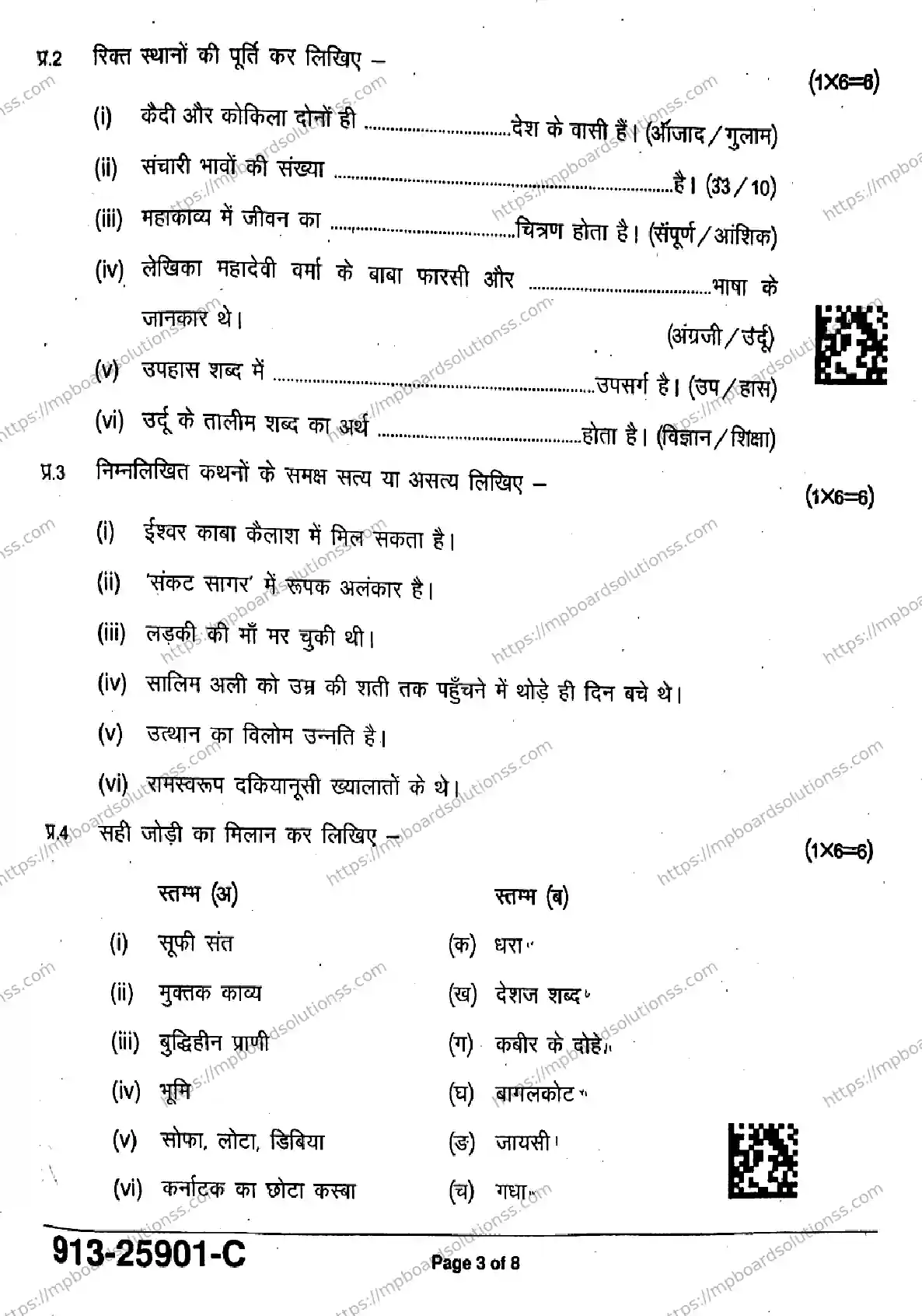 MP Board Class 9 Hindi-843007 Final Paper 2025 Image 3