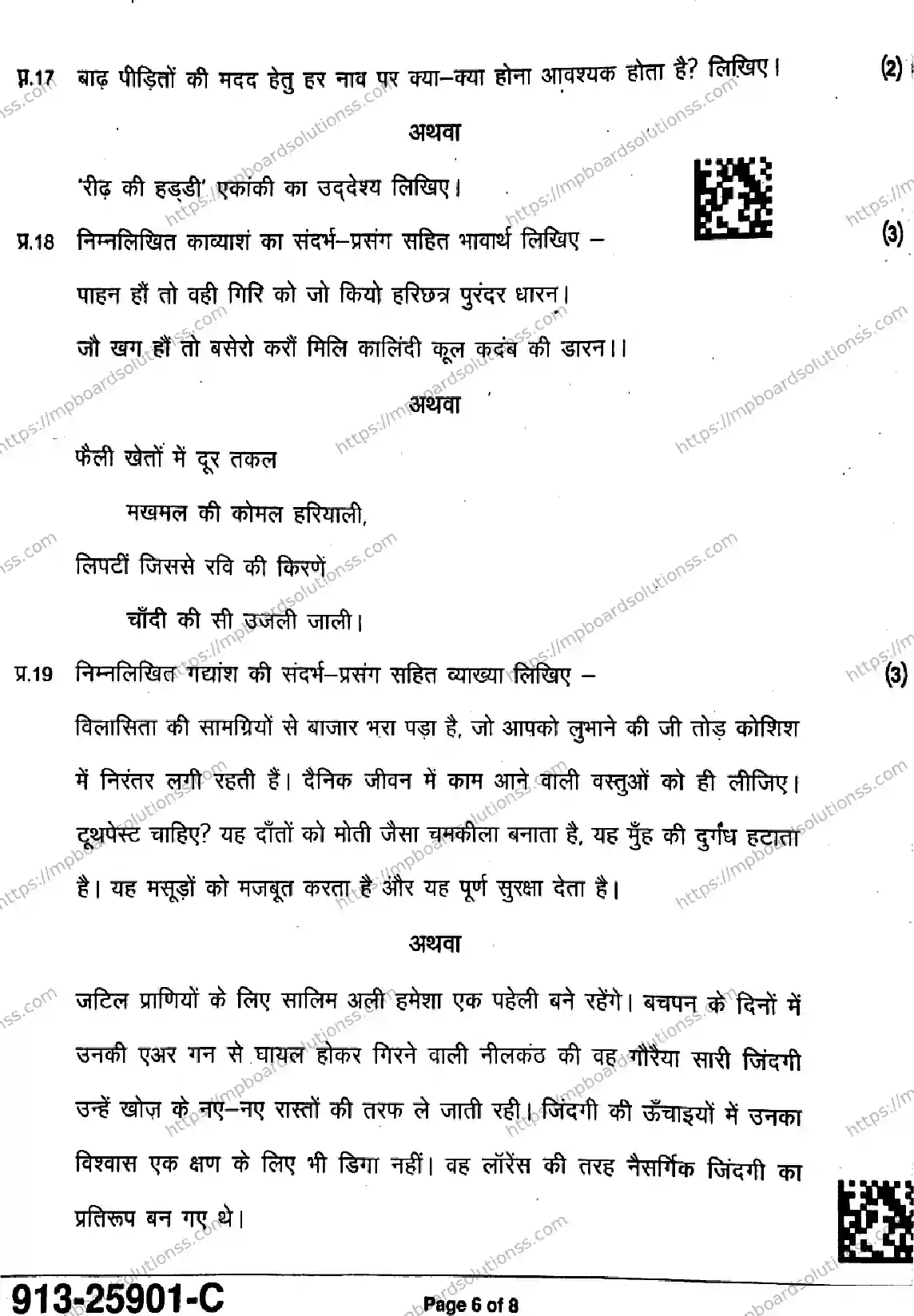 MP Board Class 9 Hindi-843007 Final Paper 2025 Image 6