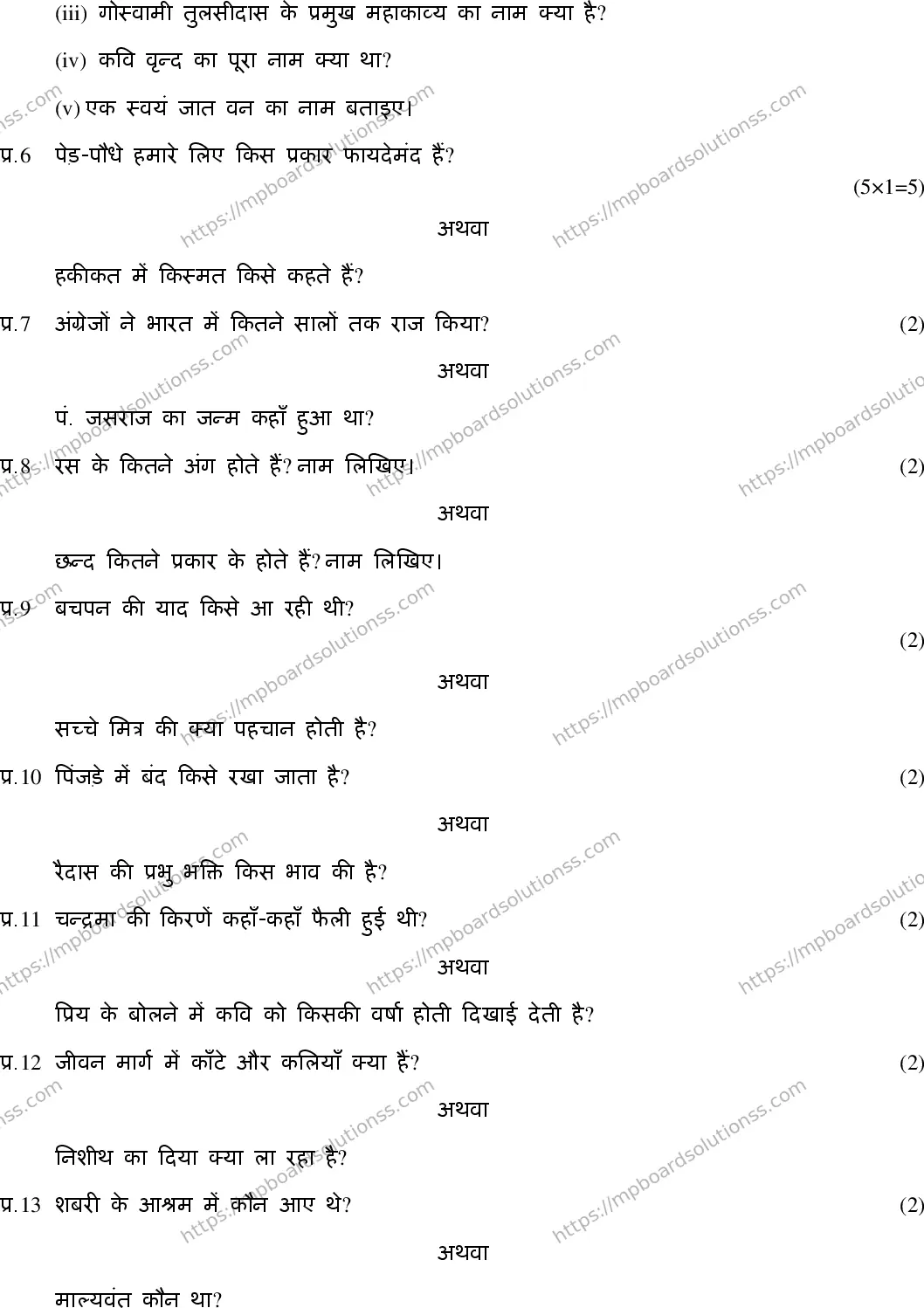 MP Board Class 9 Hindi Special-725631 Final Paper 2020 Image 3
