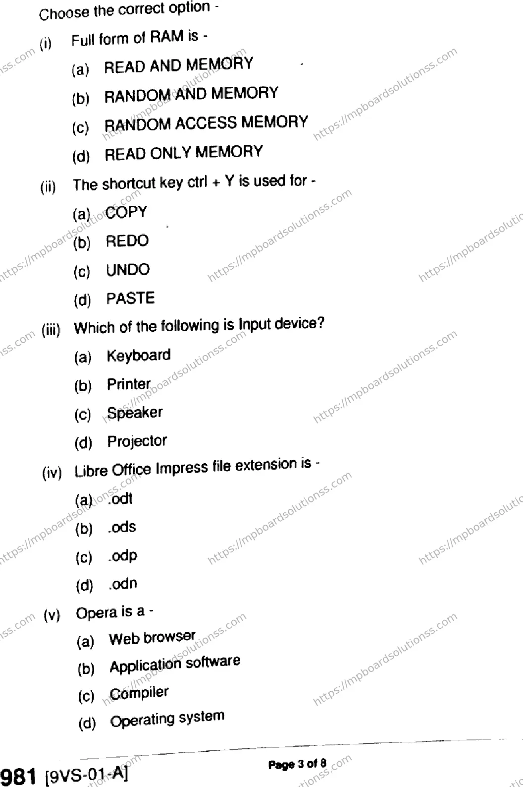 MP Board Class 9 IT, ITES-810983 Final Paper 2024 Image 3