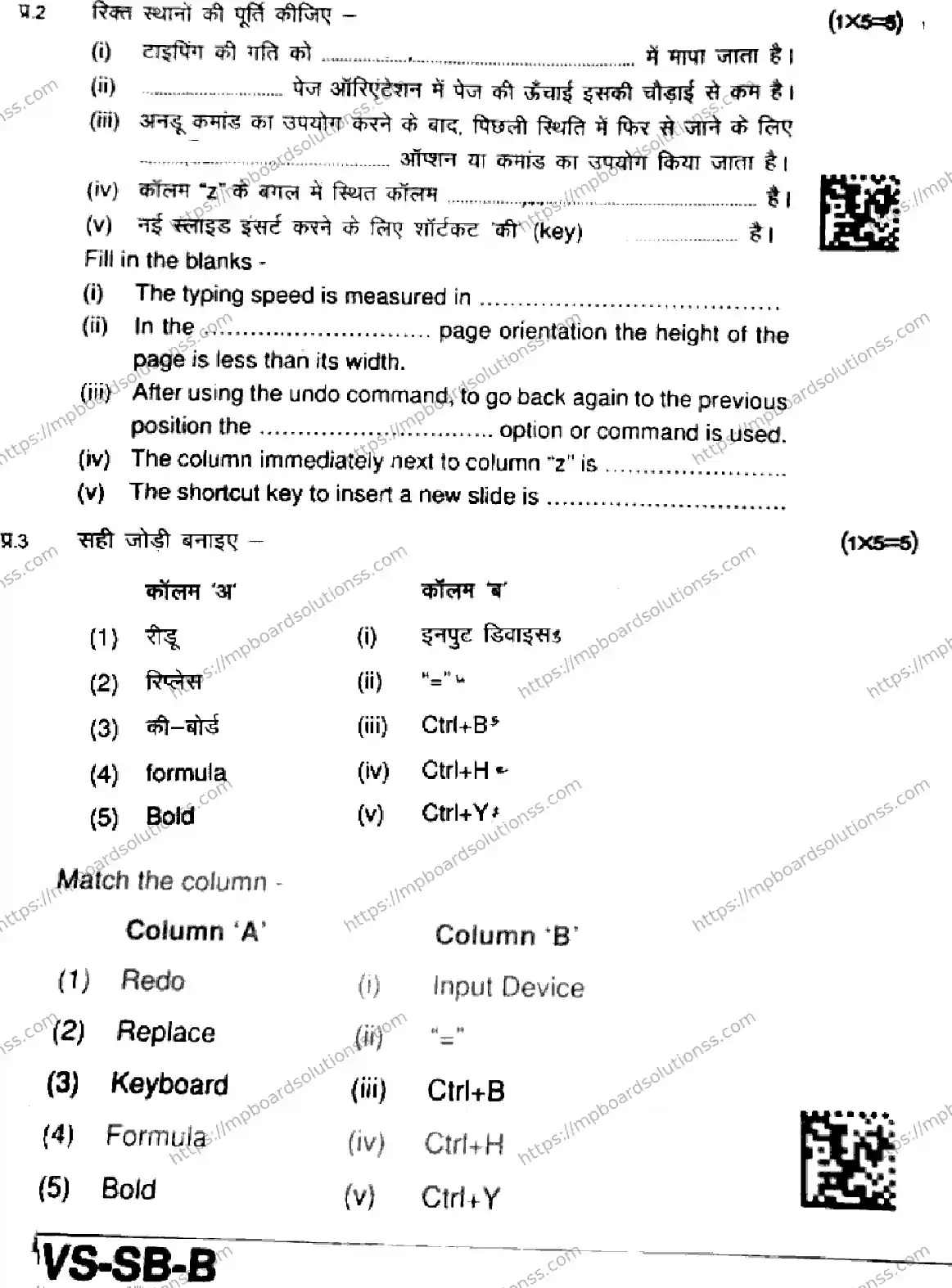 MP Board Class 9 IT, ITes, Domestic DEO-841650 Final Paper 2025 Image 4