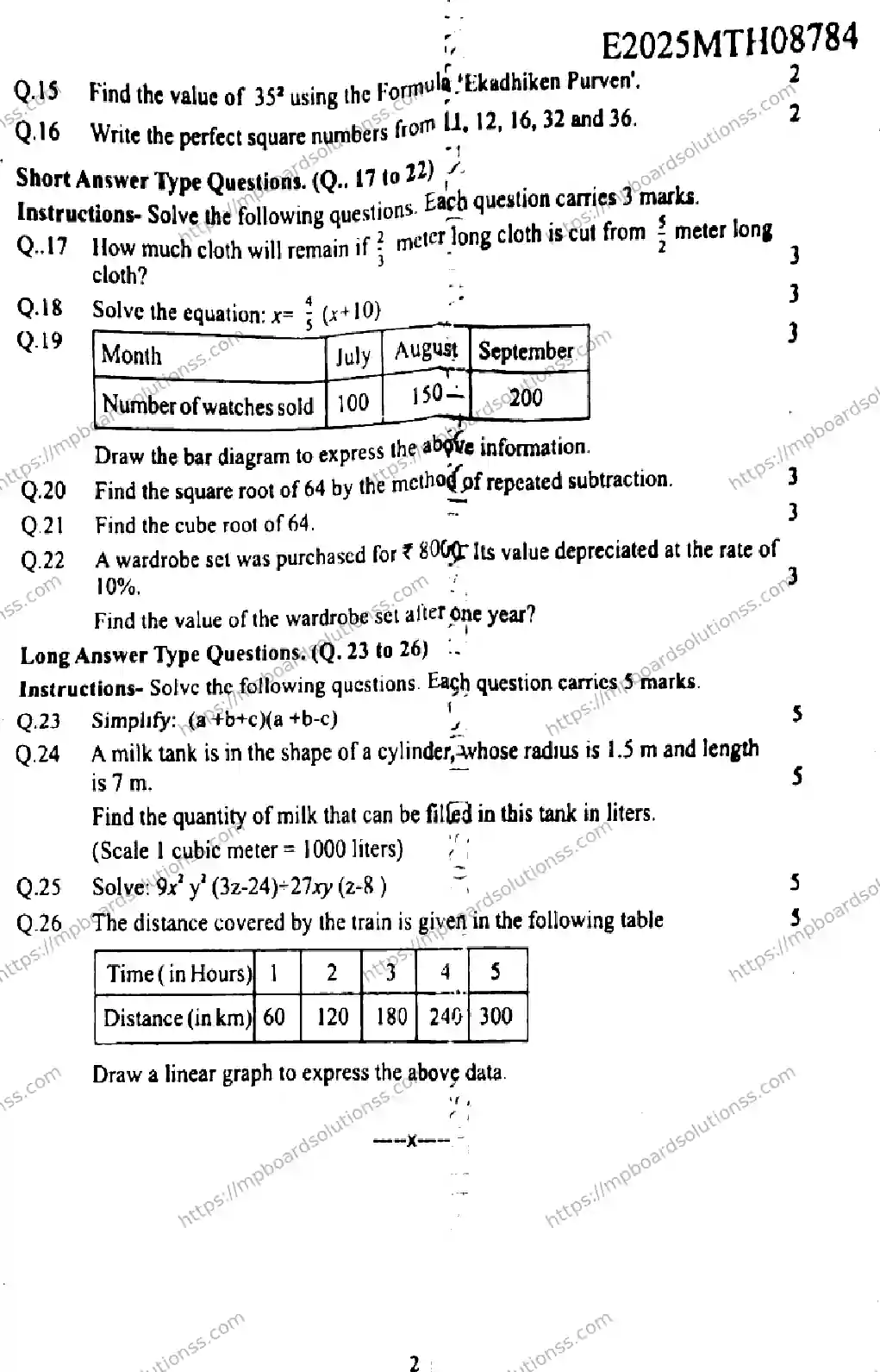 MP Board Class 9 Mathematics-298699 Final Paper 2025 Image 2
