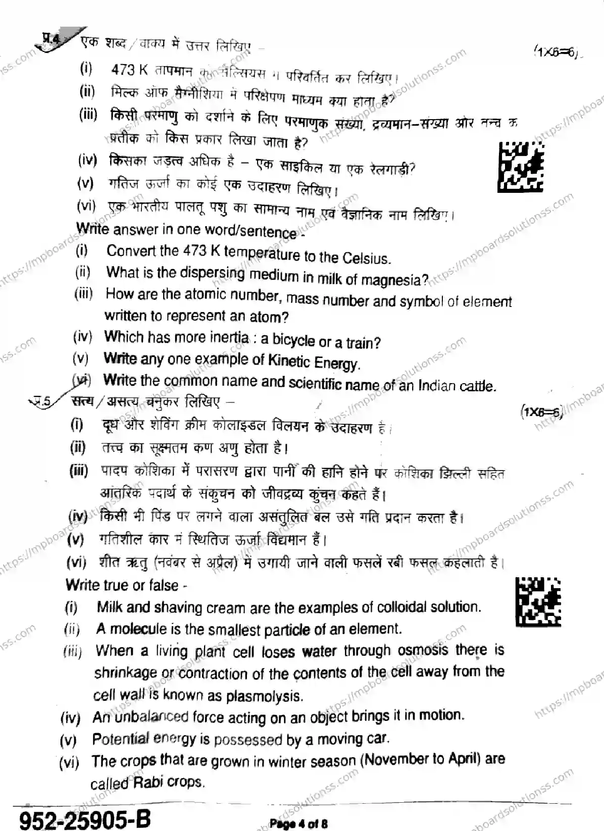 MP Board Class 9 Science-225144 Final Paper 2025 Image 4