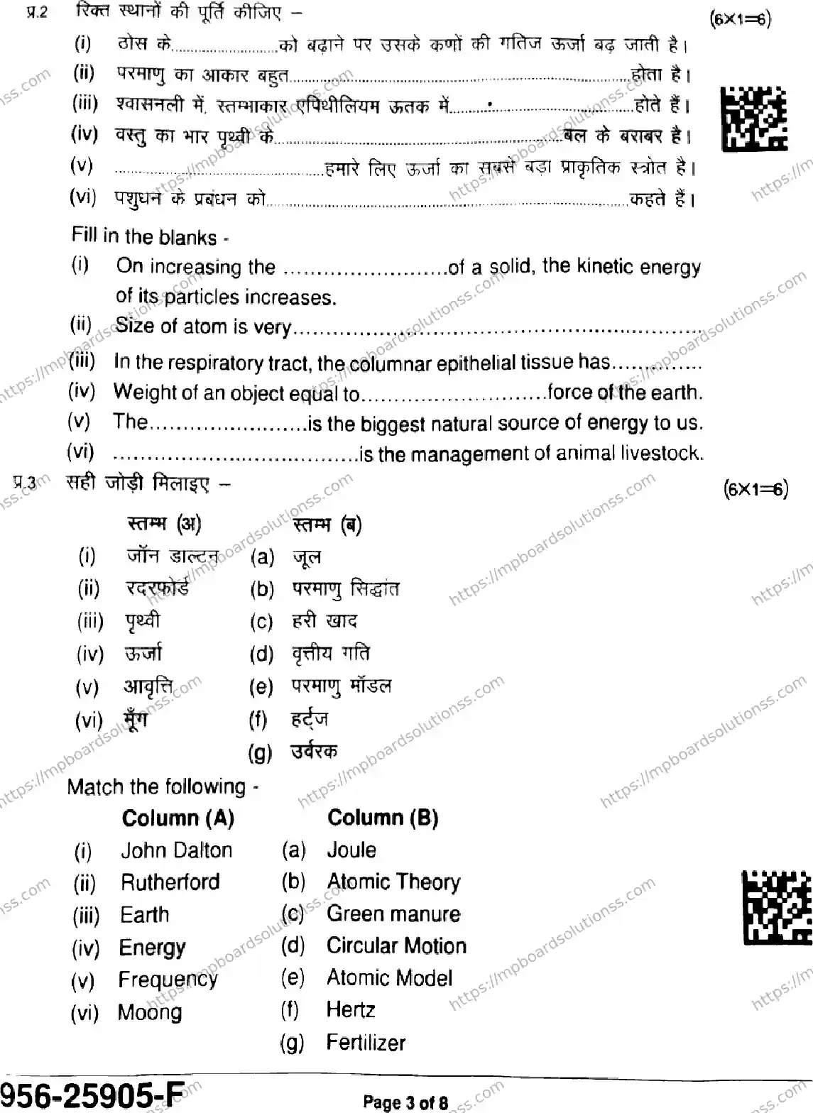 MP Board Class 9 Science-664794 Final Paper 2025 Image 3
