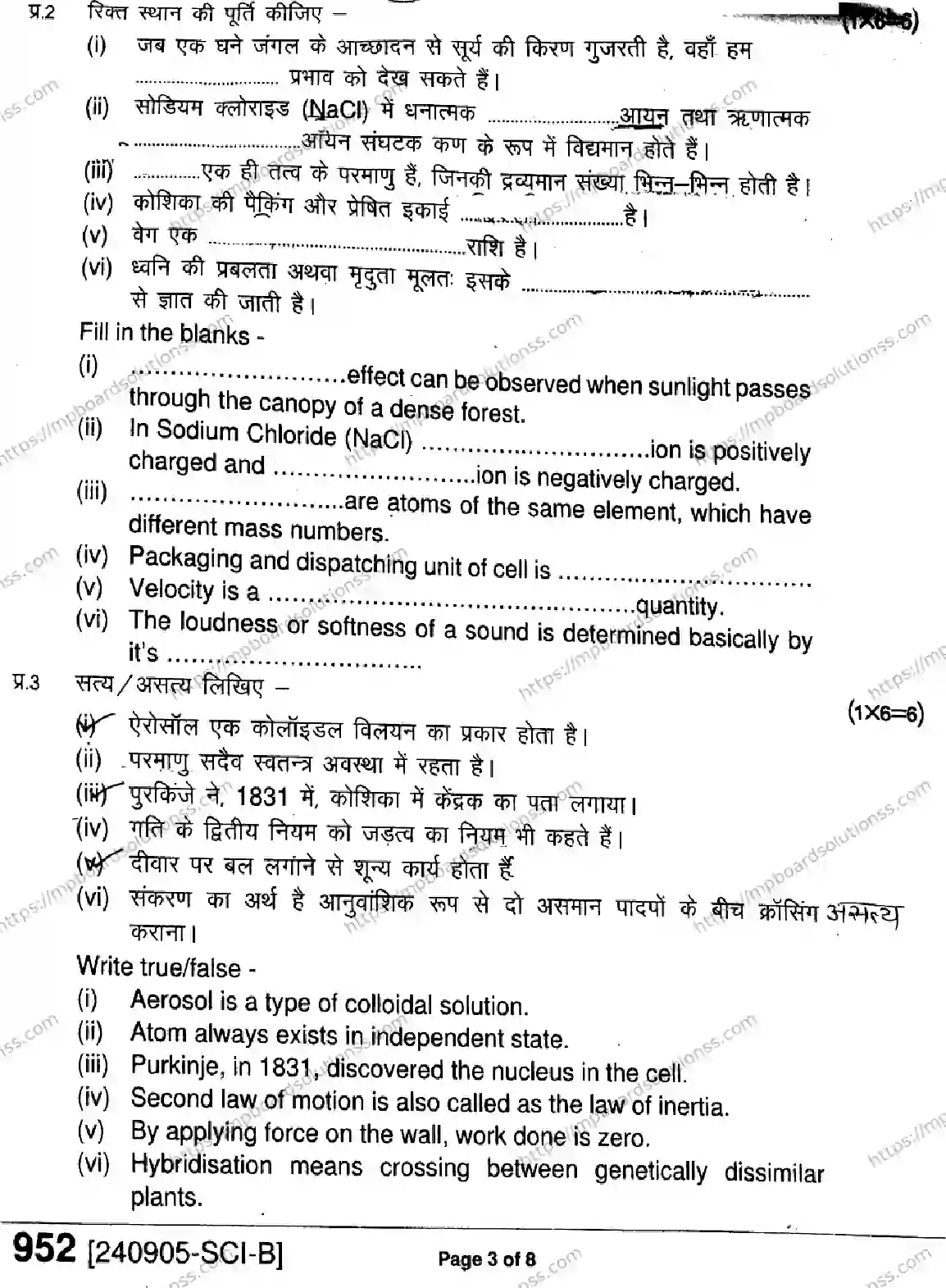 MP Board Class 9 Science-951392 Final Paper 2024 Image 3