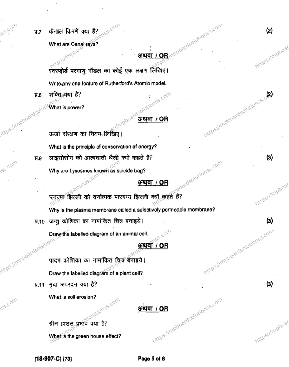 MP Board Class 9 Science HE-259544 Final Paper 2018 Image 5