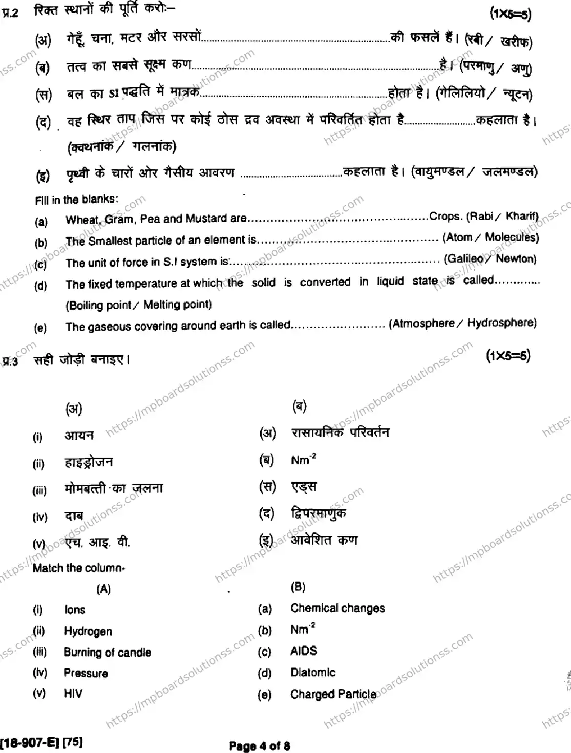 MP Board Class 9 Science HE-656721 Final Paper 2018 Image 4
