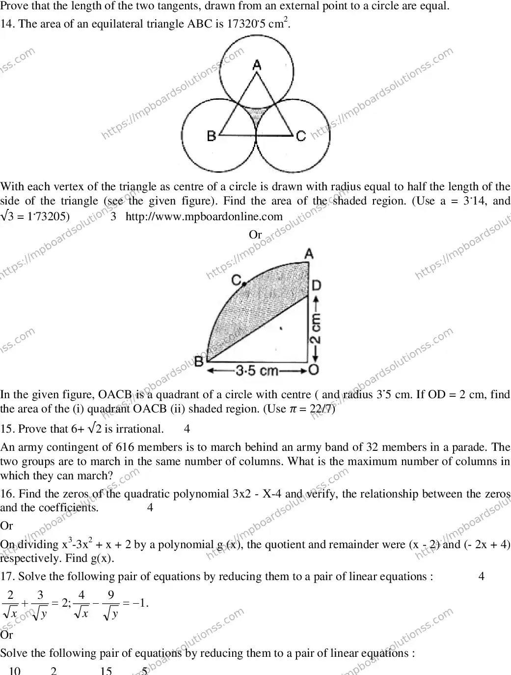 MP Board CLASS 10 EM-MATHEMATICS-SET-2 2020 Sample Paper Image 3